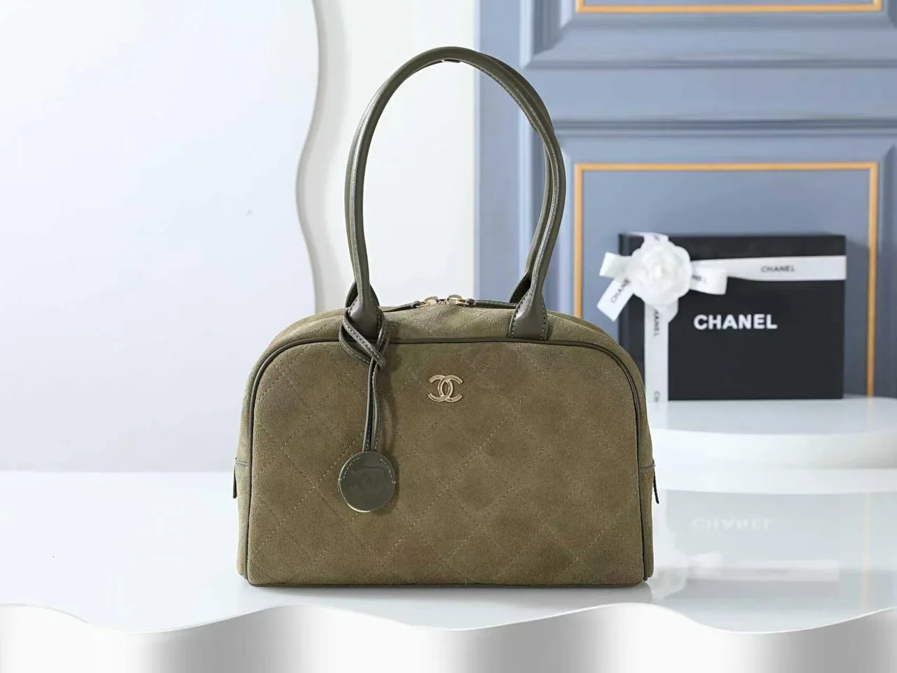 Chanel Quilted Top-Handle Bag in Green · view 1