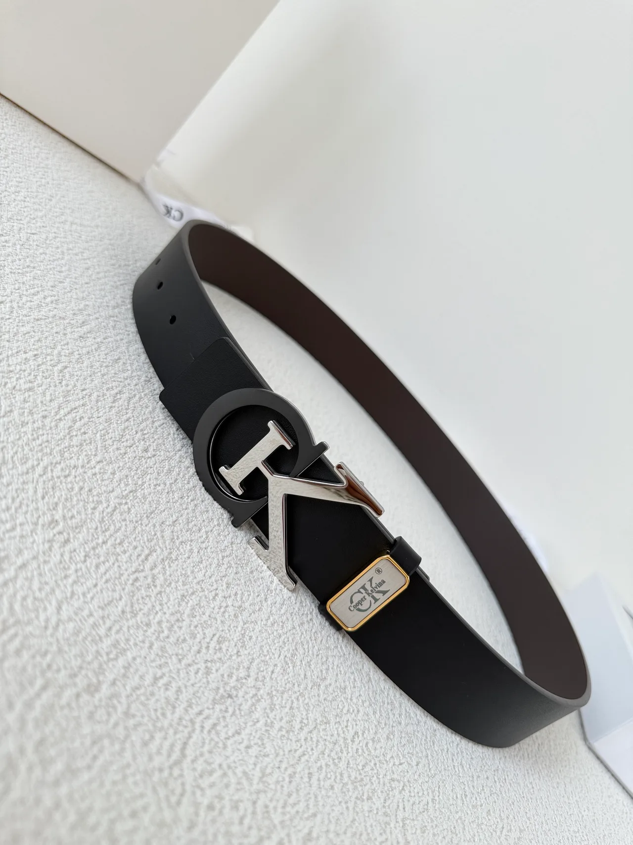 Cooper Kelvina CK Letter Buckle Belt in Black · view 1