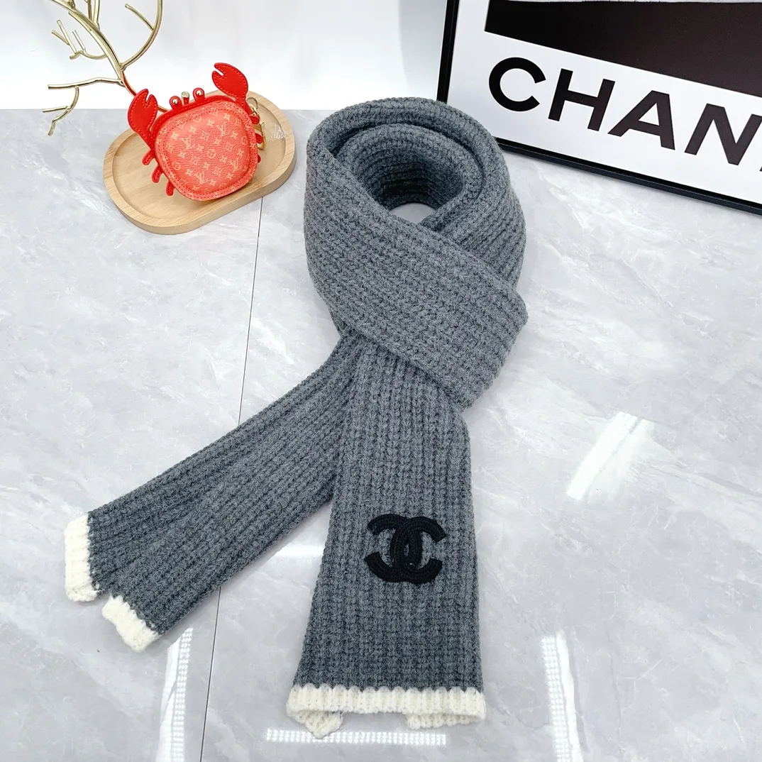 Chanel Striped Beanie, Scarf and Gloves Set in Grey · view 8