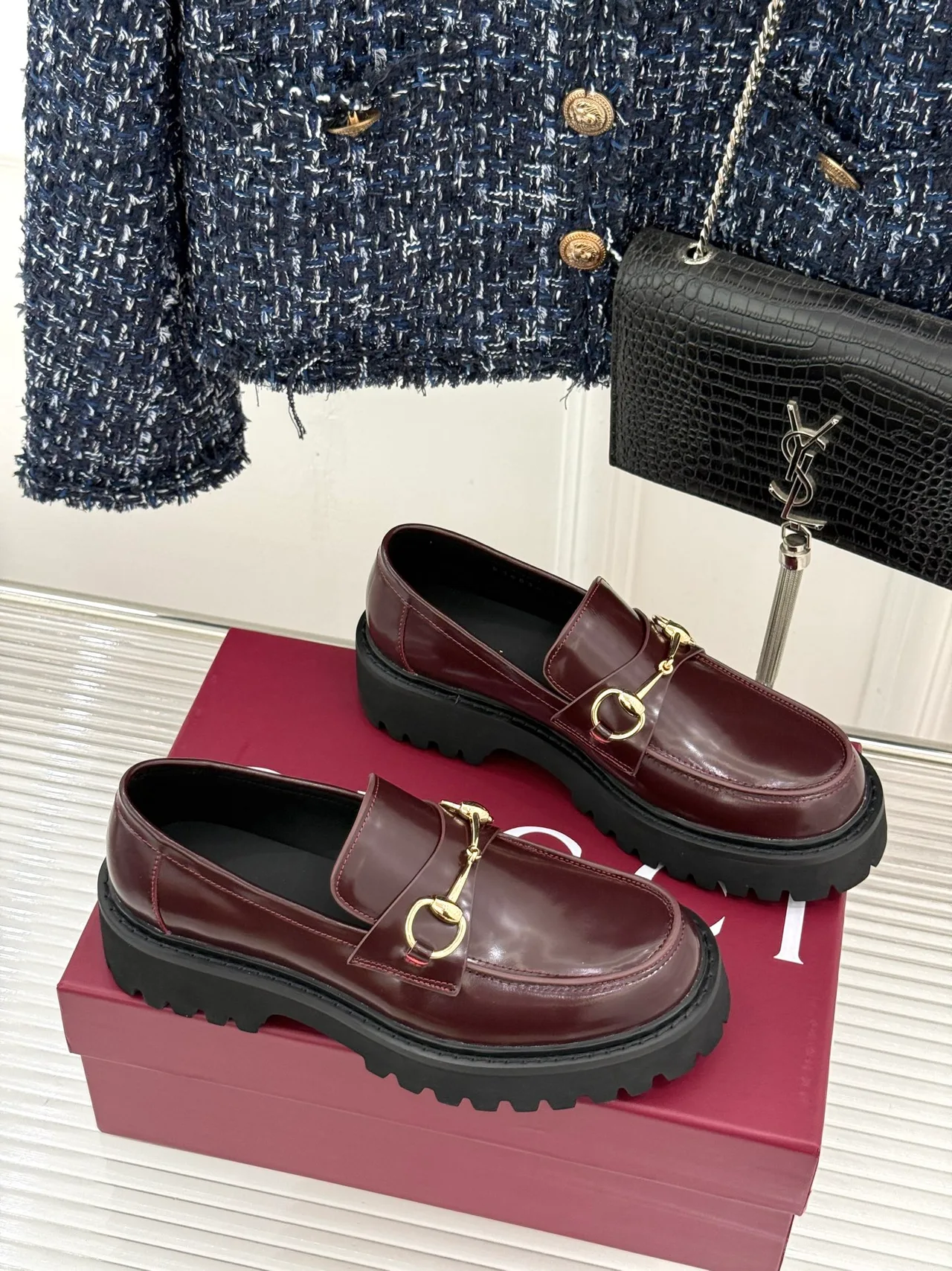 Gucci Horsebit Loafers in Burgundy · view 4