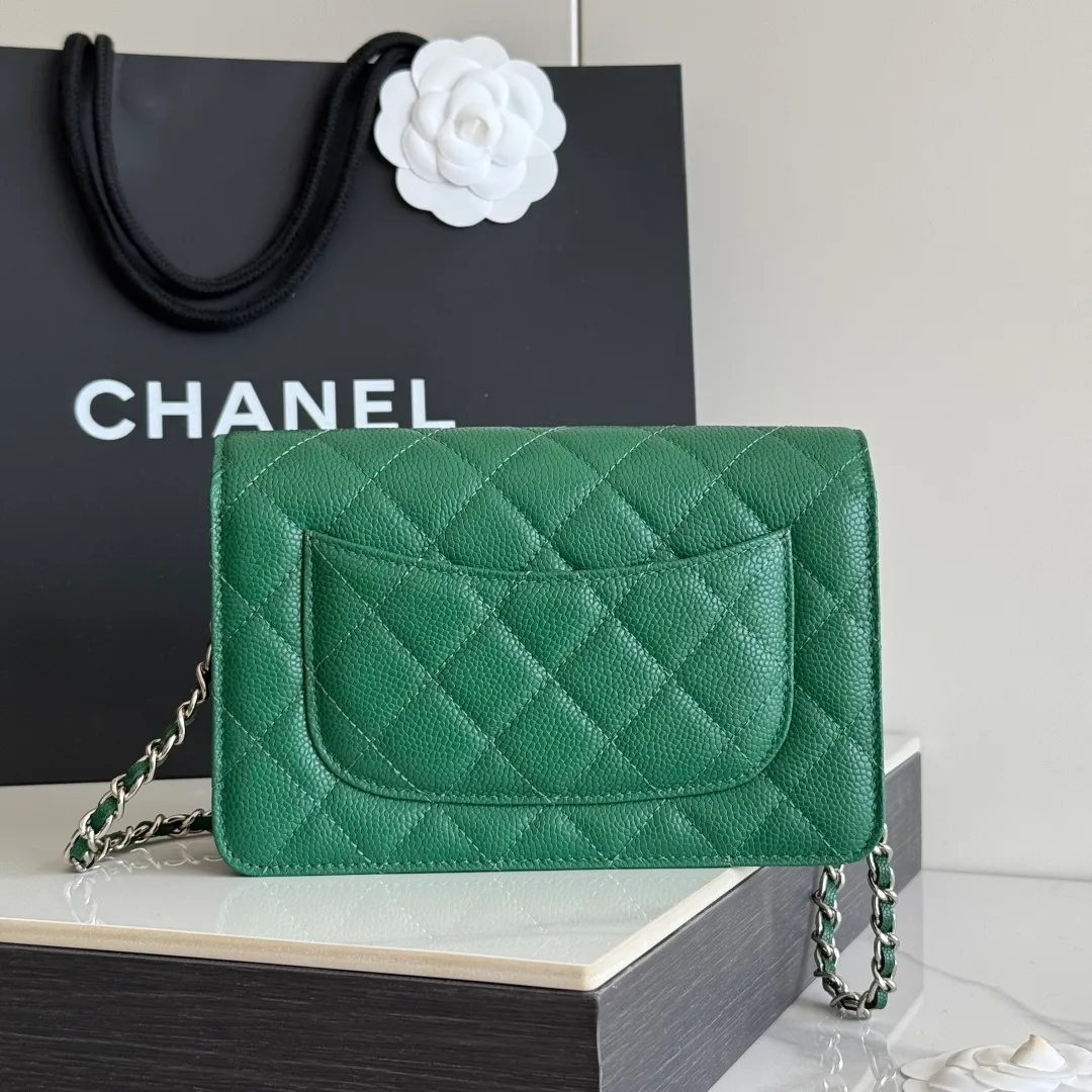 Chanel Calfskin Quilted Clutch in Green · view 3