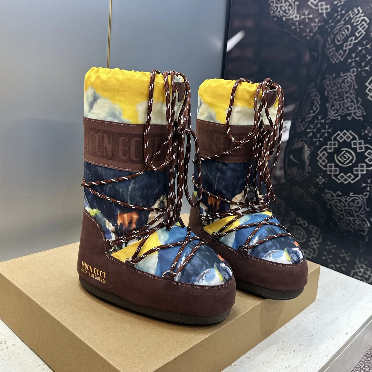 Moon Boot Lace-Up Snow Boots in Brown · view 1