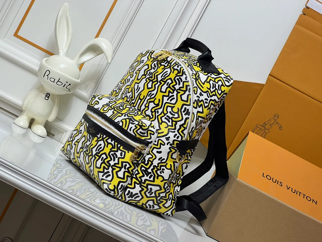 Louis Vuitton Cowhide Canvas Graphic Backpack in White · view 3