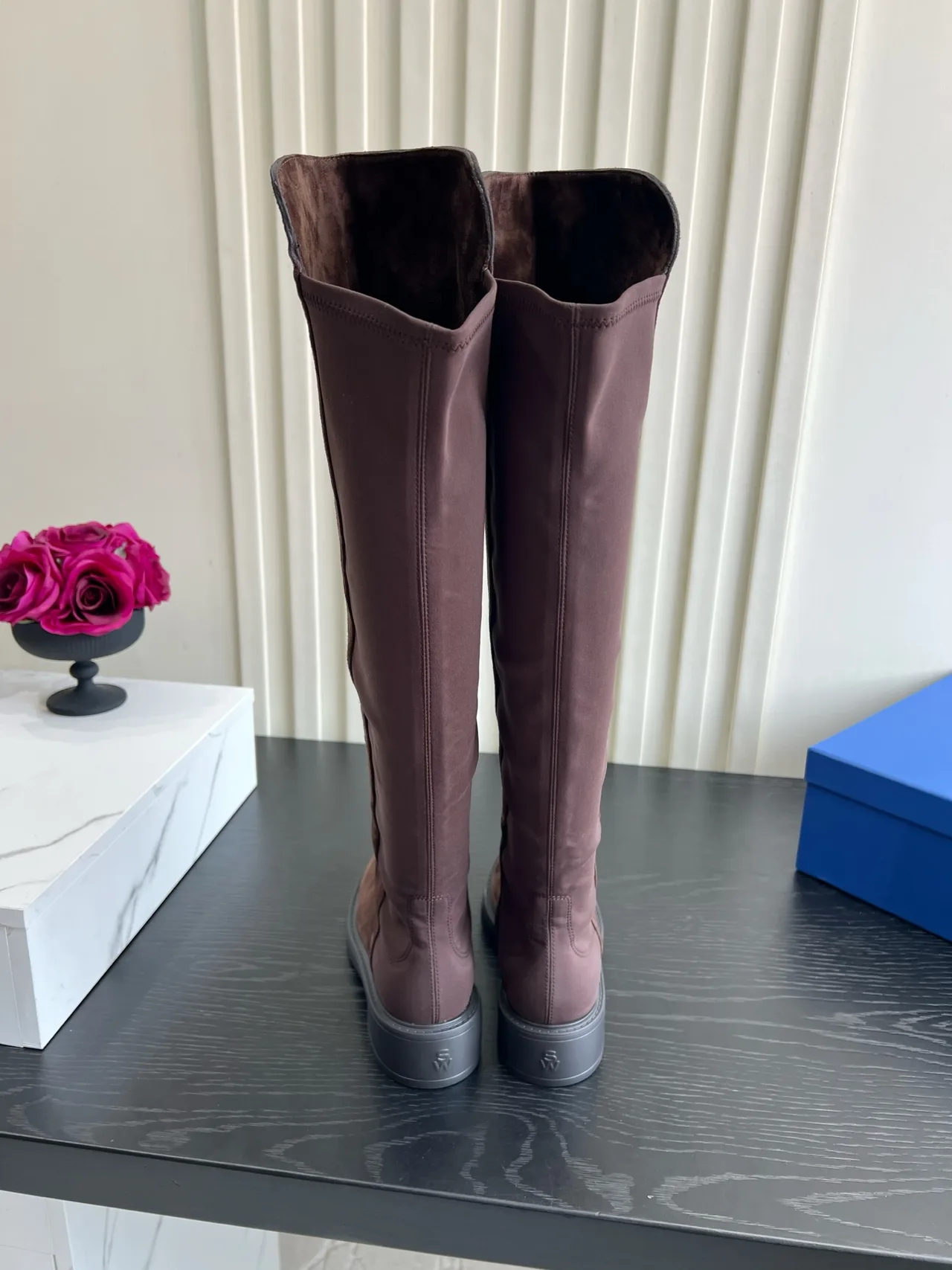 Stuart Weitzman Sheepskin Suede-Look Knee-High Boots in Brown · view 5