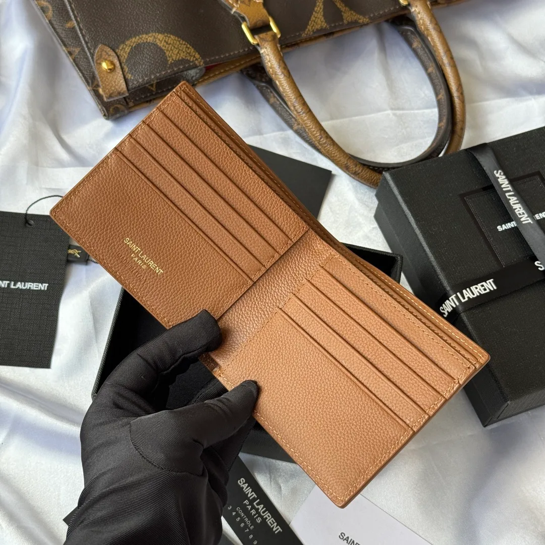 Saint Laurent Bifold Wallet in Tan · view 6