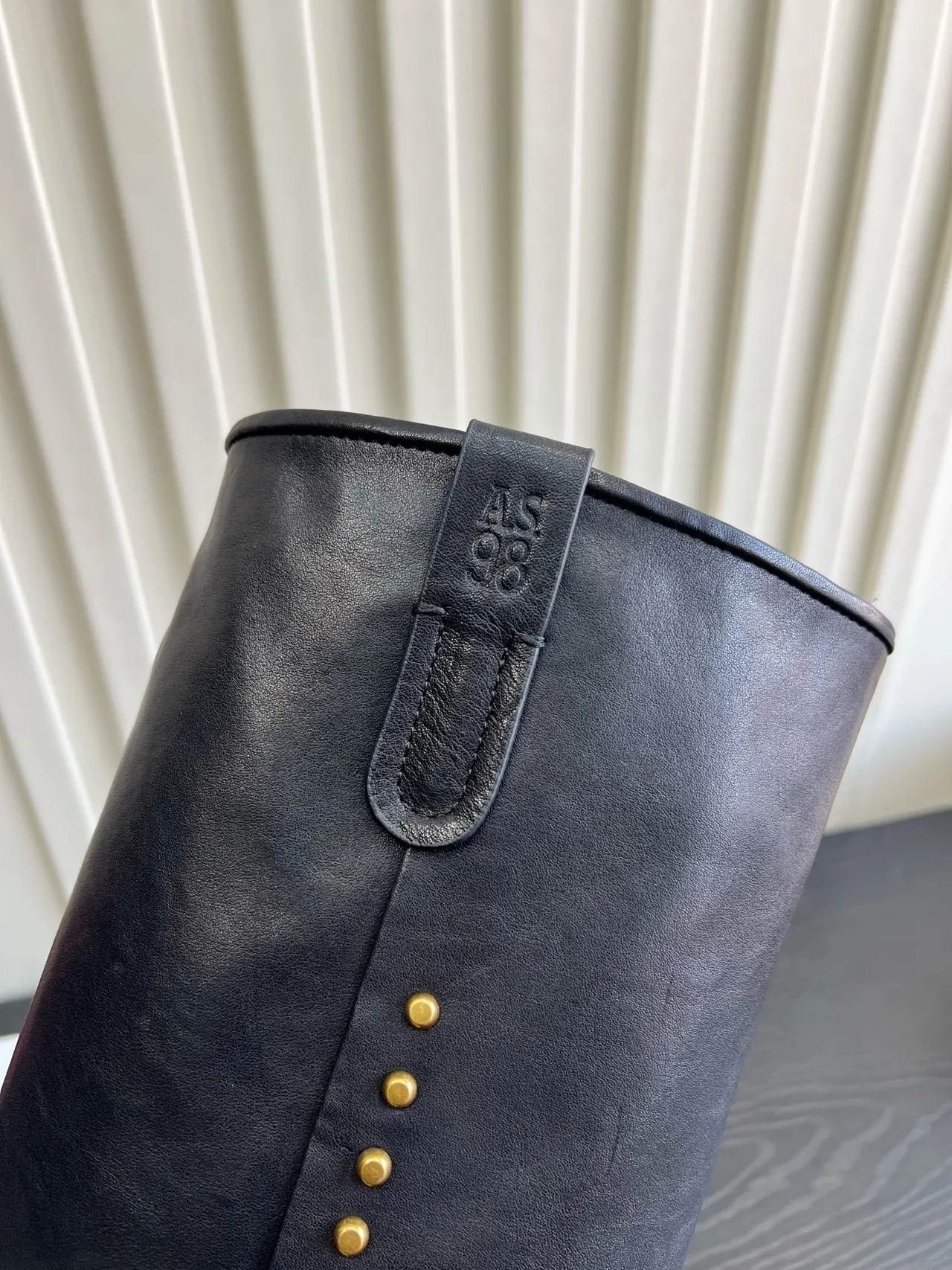 A.S.98 Cowhide Glossy Knee-High Boots in Black · view 8