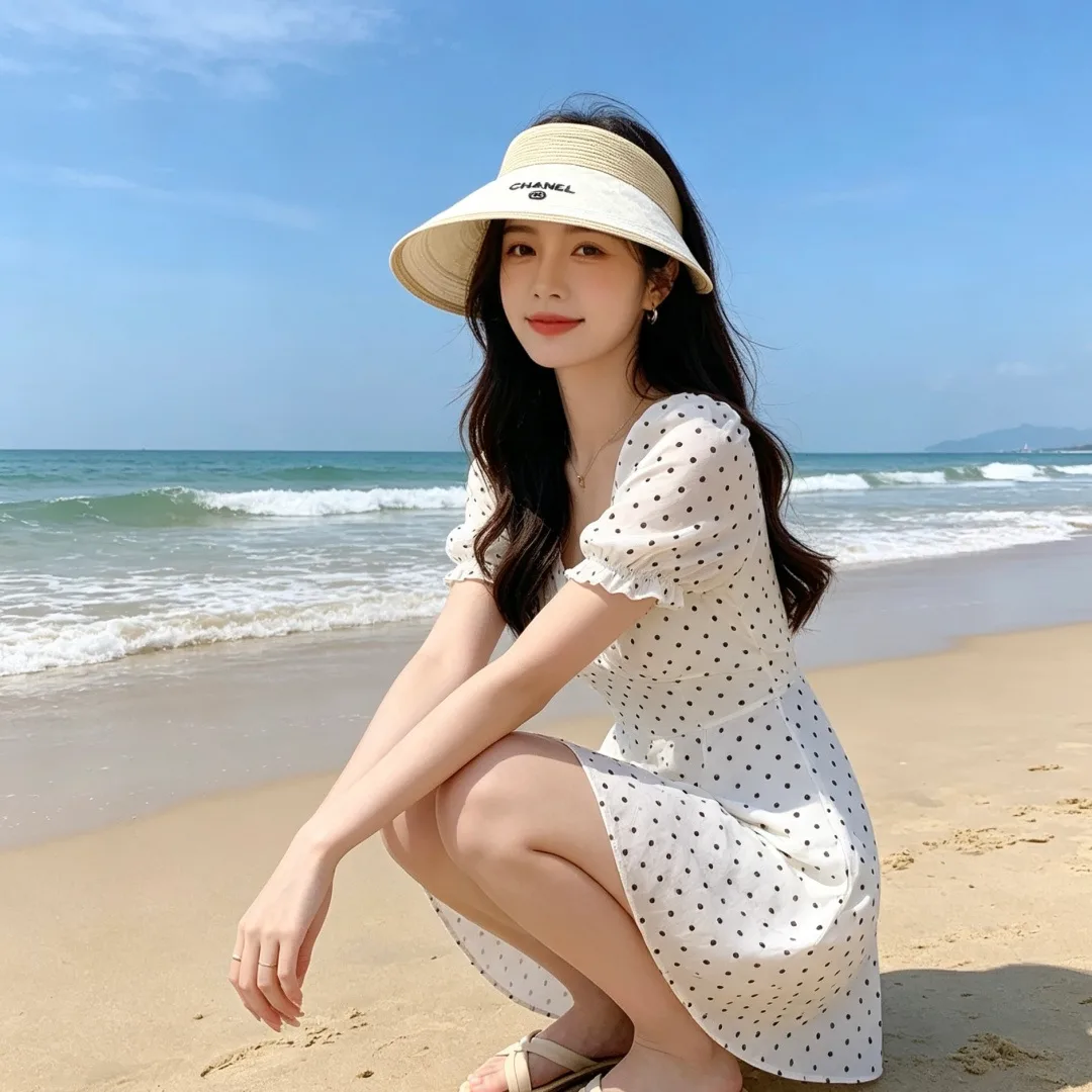 Chanel Embroidered Visor in Cream · view 2