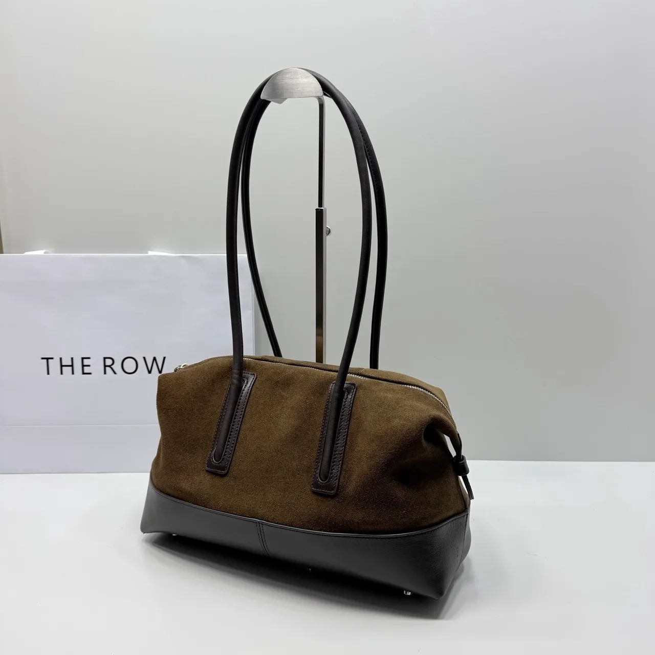 The Row Cowhide Suede Suede-Look Tote in Green · view 3