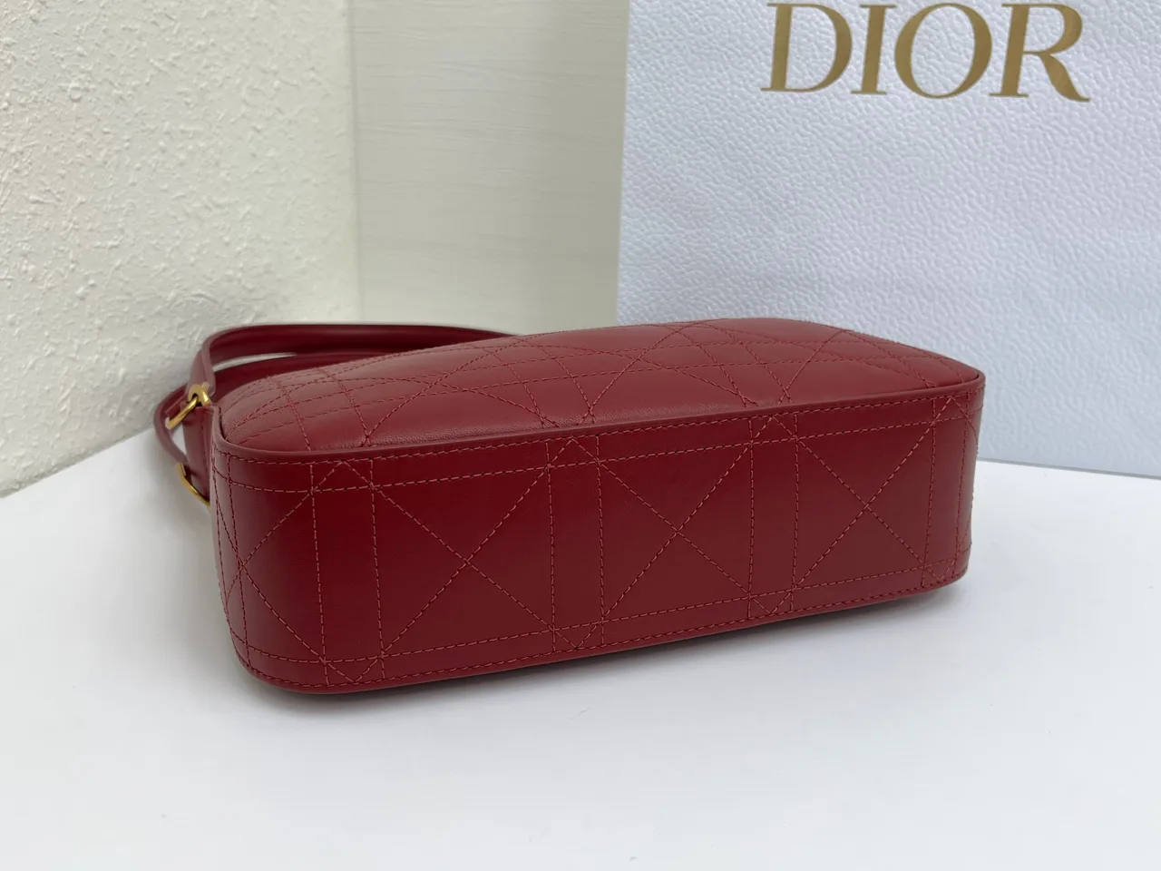 Dior Quilted Hobo Bag in Burgundy · view 4