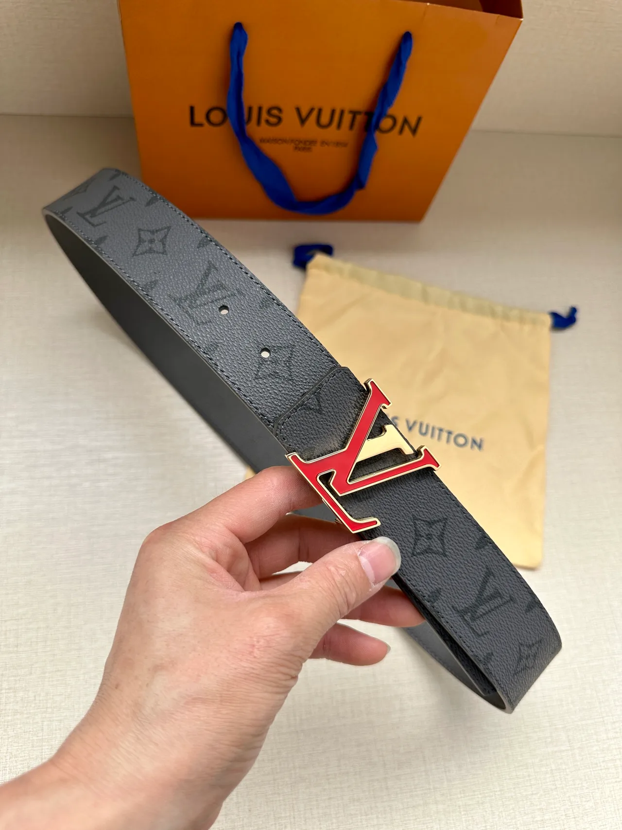 Louis Vuitton Canvas Belt in Grey · view 3