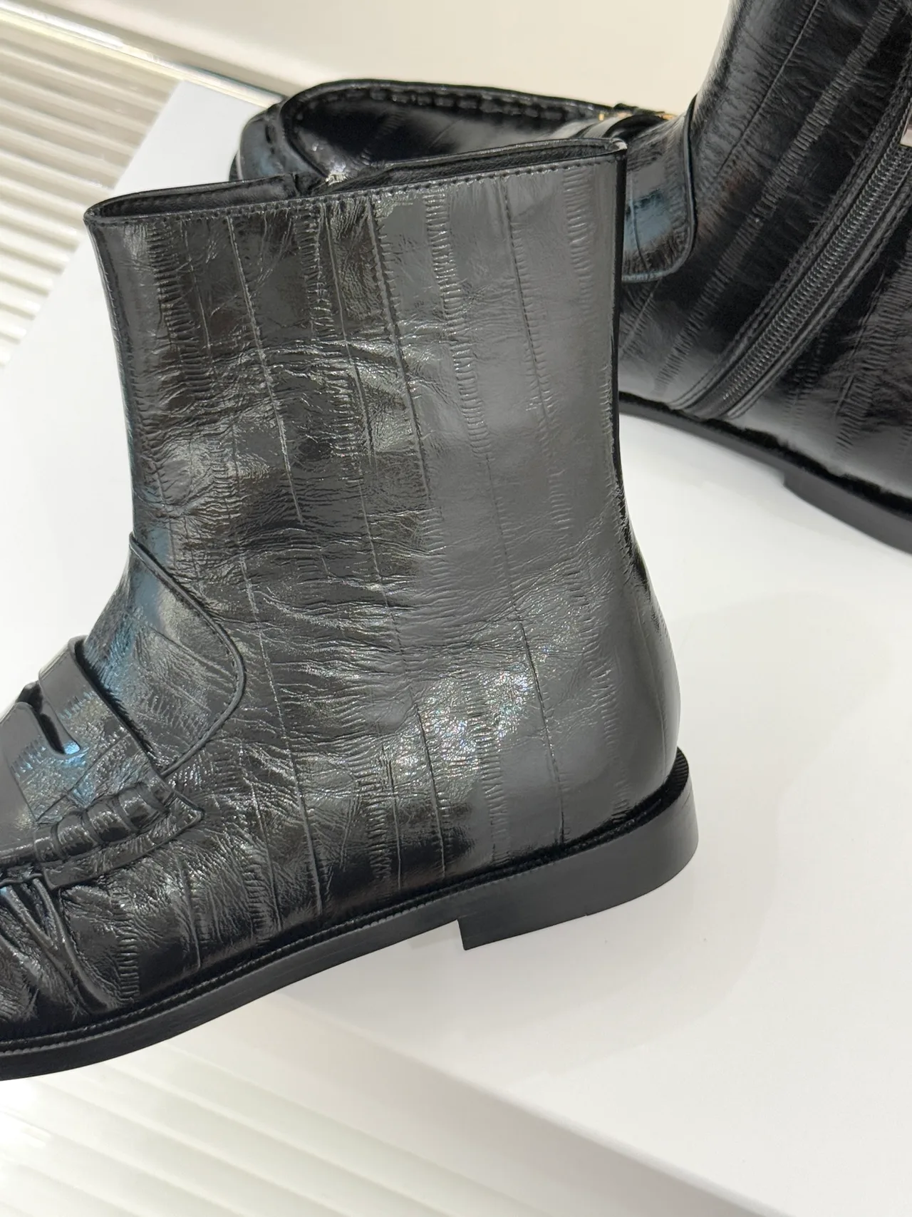 Saint Laurent Smooth Ankle Boots in Black · view 6