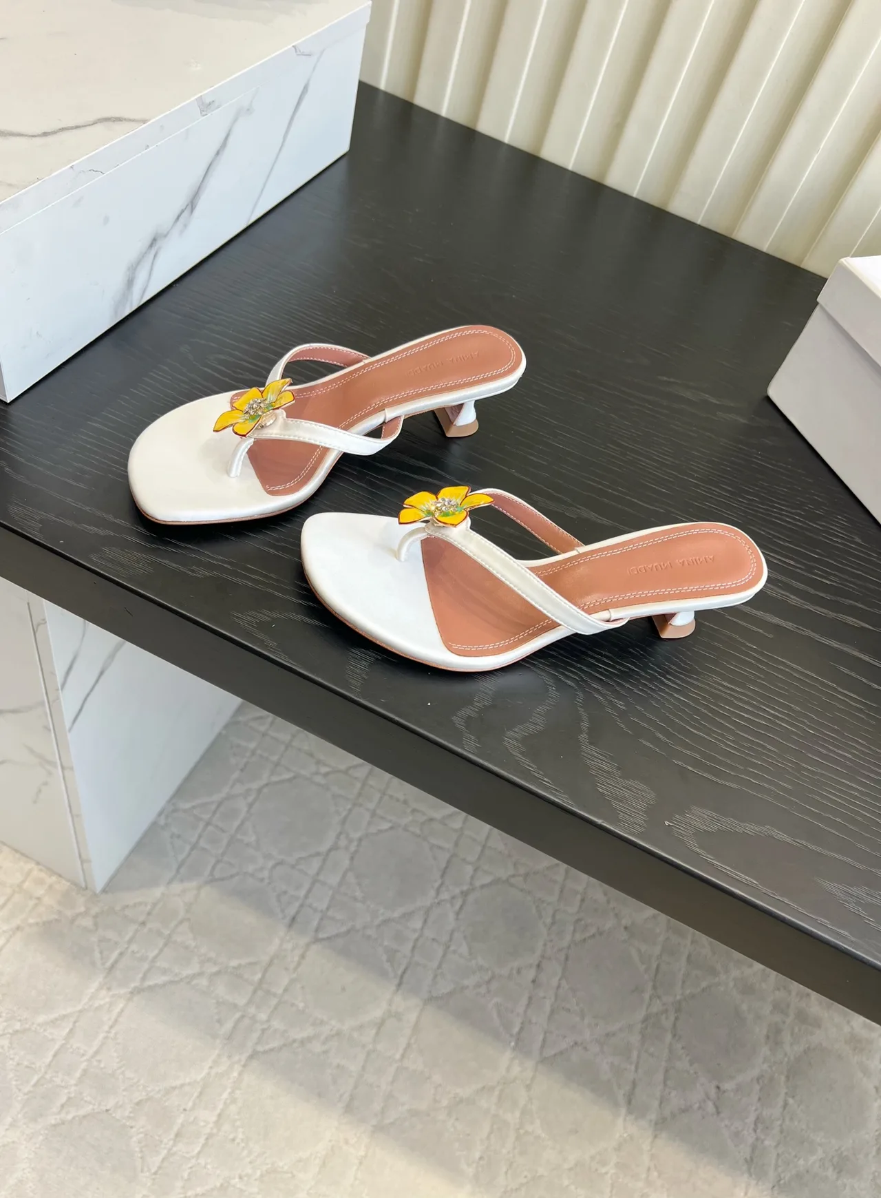 Amina Muaddi Silk Sandals in White · view 2