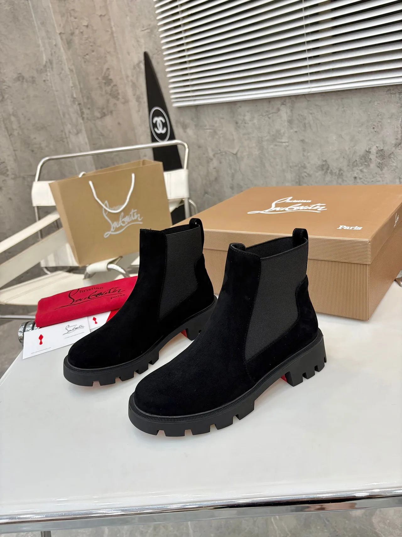 Christian Louboutin Chelsea Boots in Black & Brown & Grey · view 3