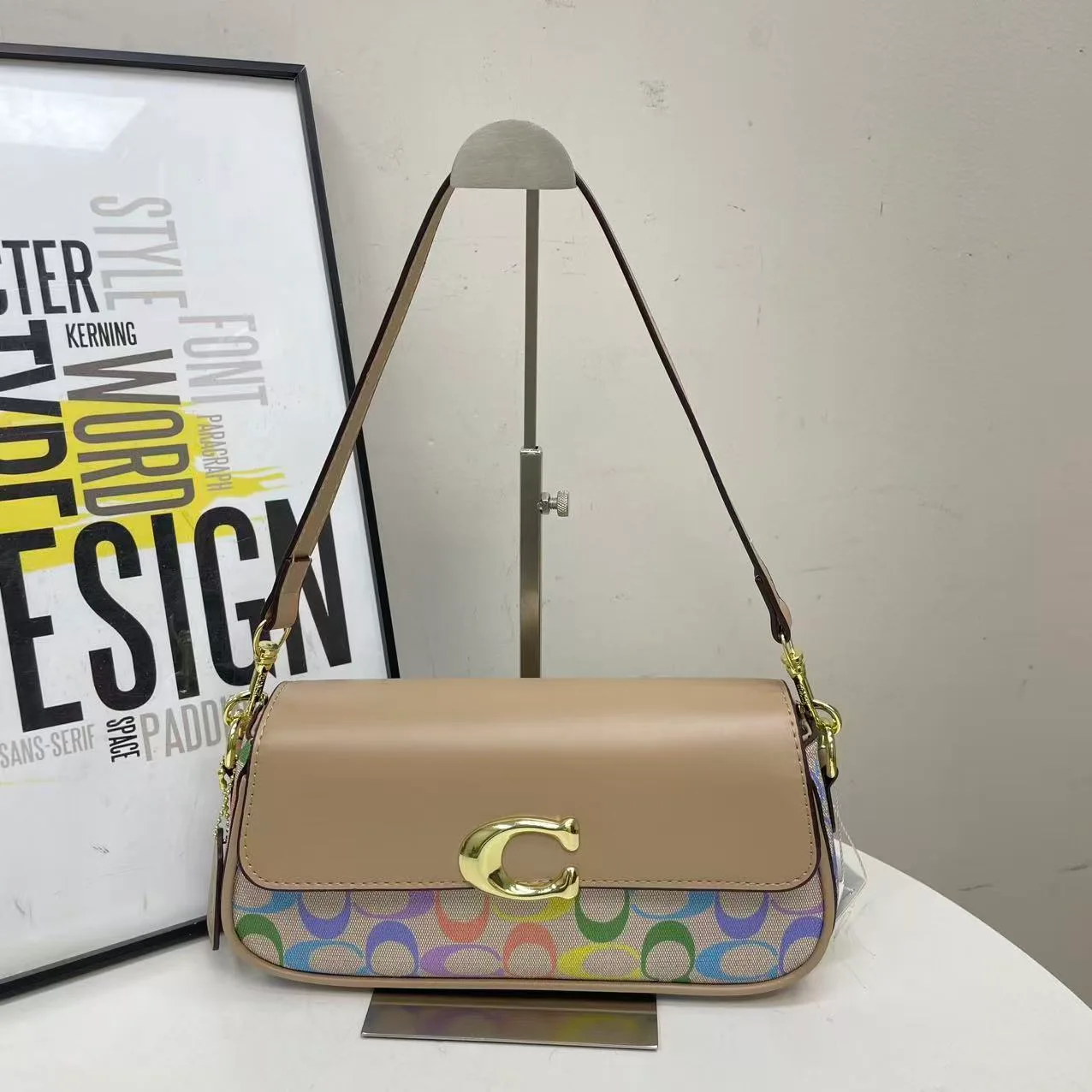 Coach 96000 Shoulder Bag in Brown & Beige & Black & Pink & White · view 5