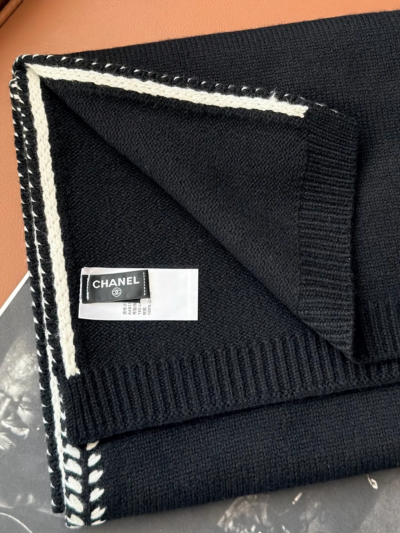Chanel Cashmere Scarf in Black · view 7