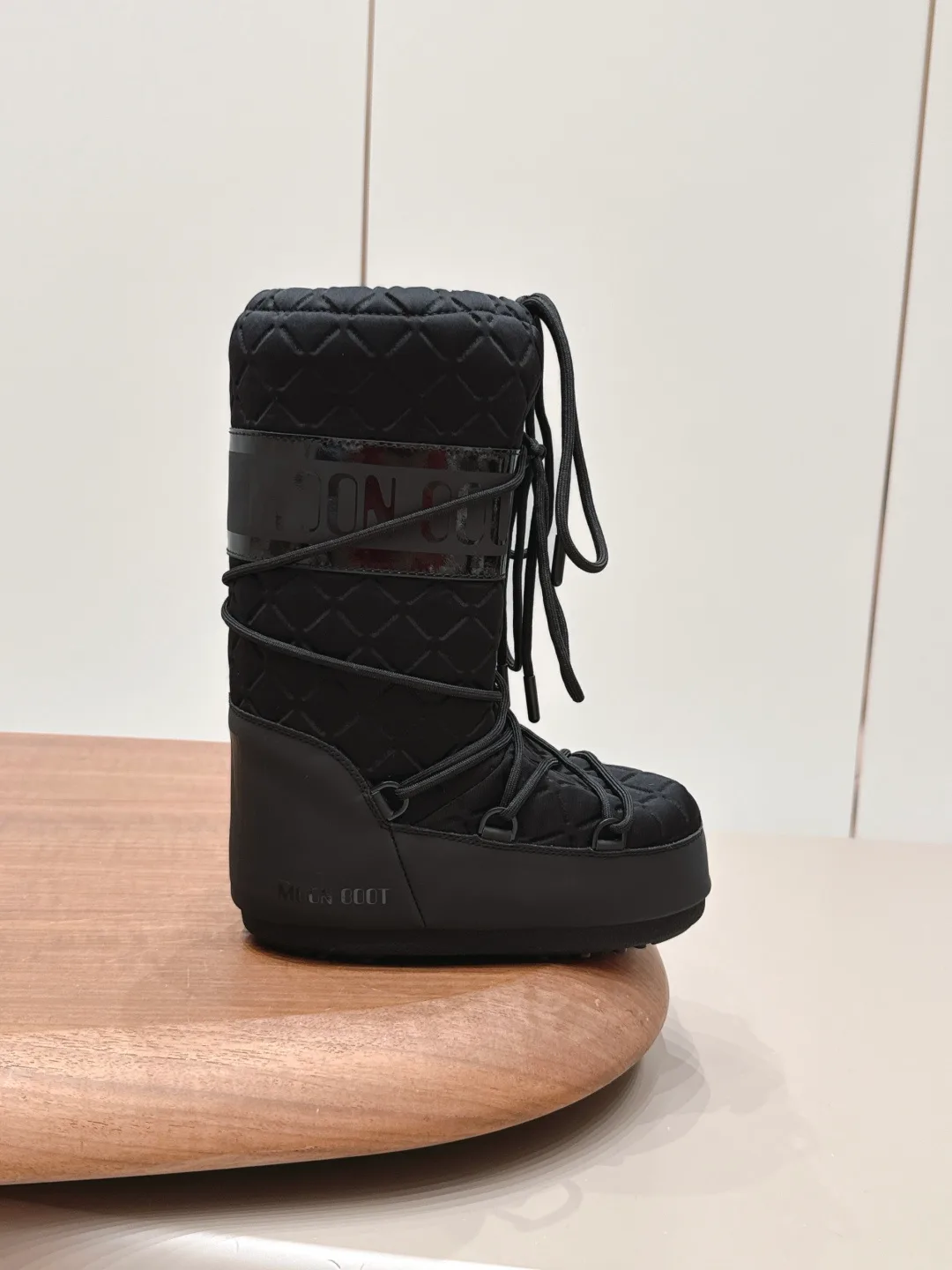 Moon Boot Glossy Quilted Snow Boots in Black · view 5