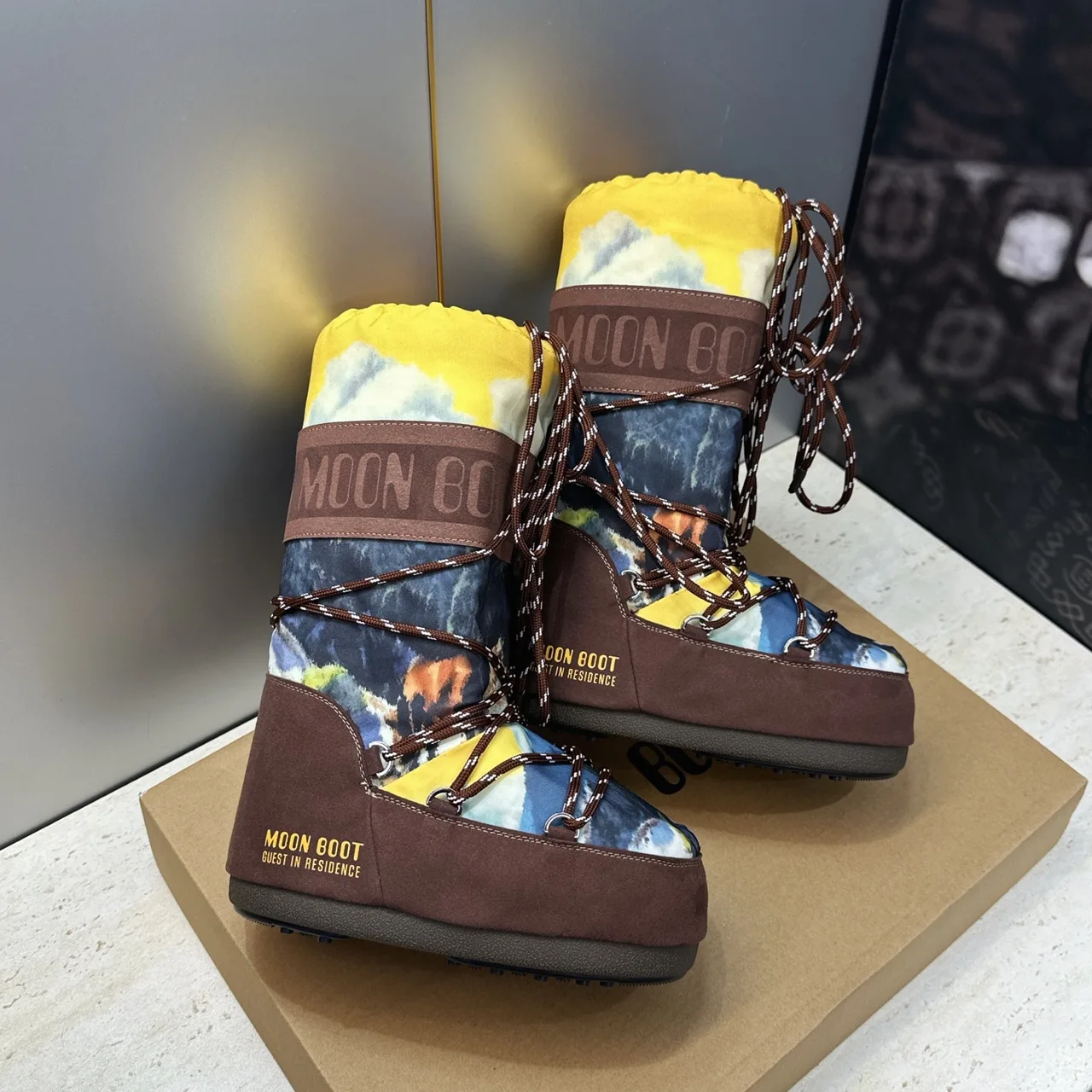 Moon Boot Lace-Up Snow Boots in Brown · view 4