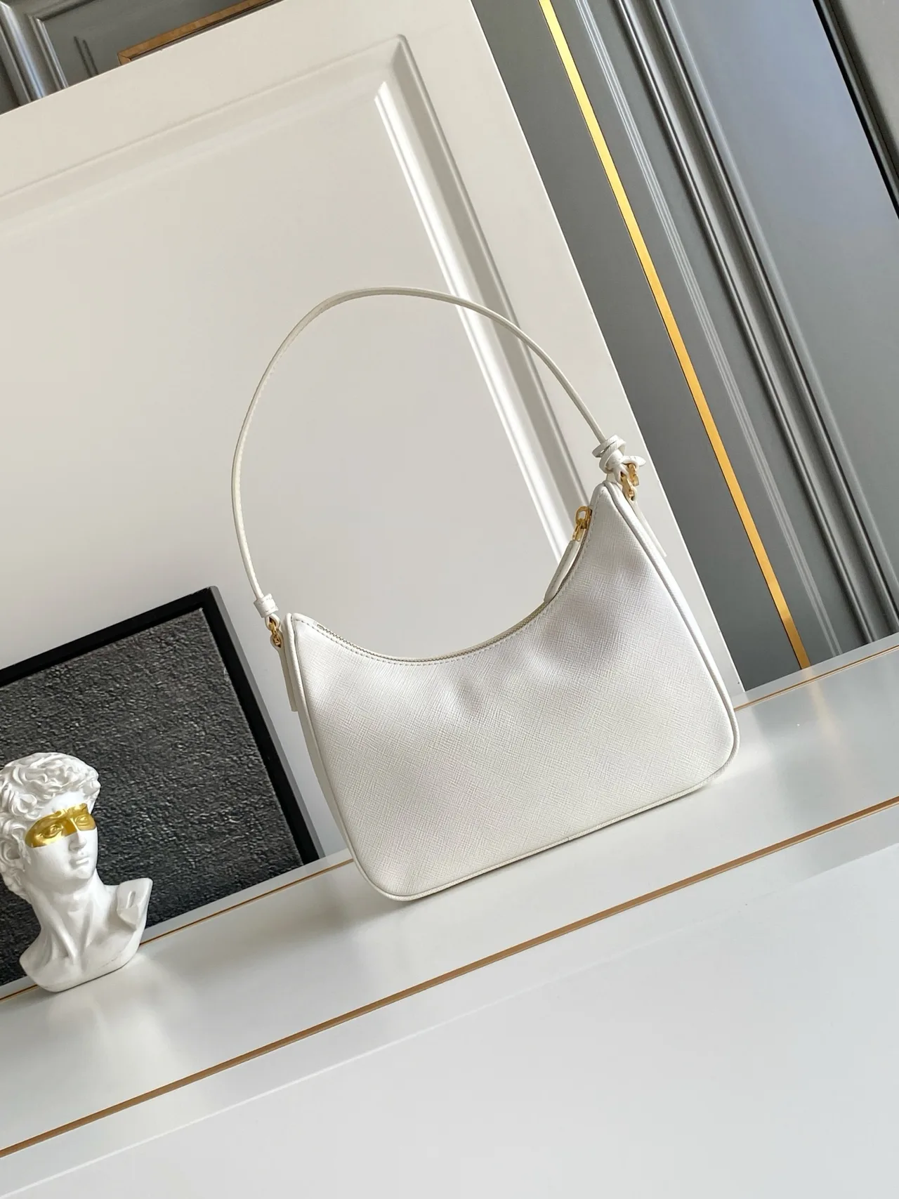 Prada Smooth Hobo Bag in White · view 3