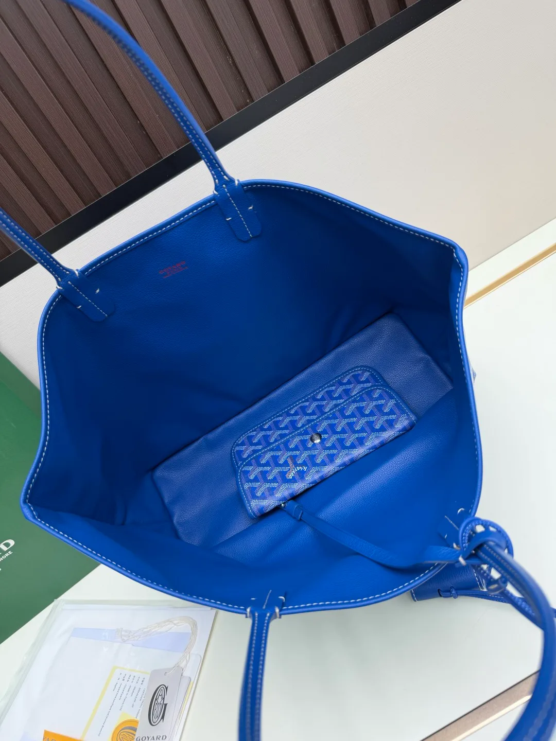 Goyard Canvas Smooth Patterned Tote with Pouch in Blue · view 6