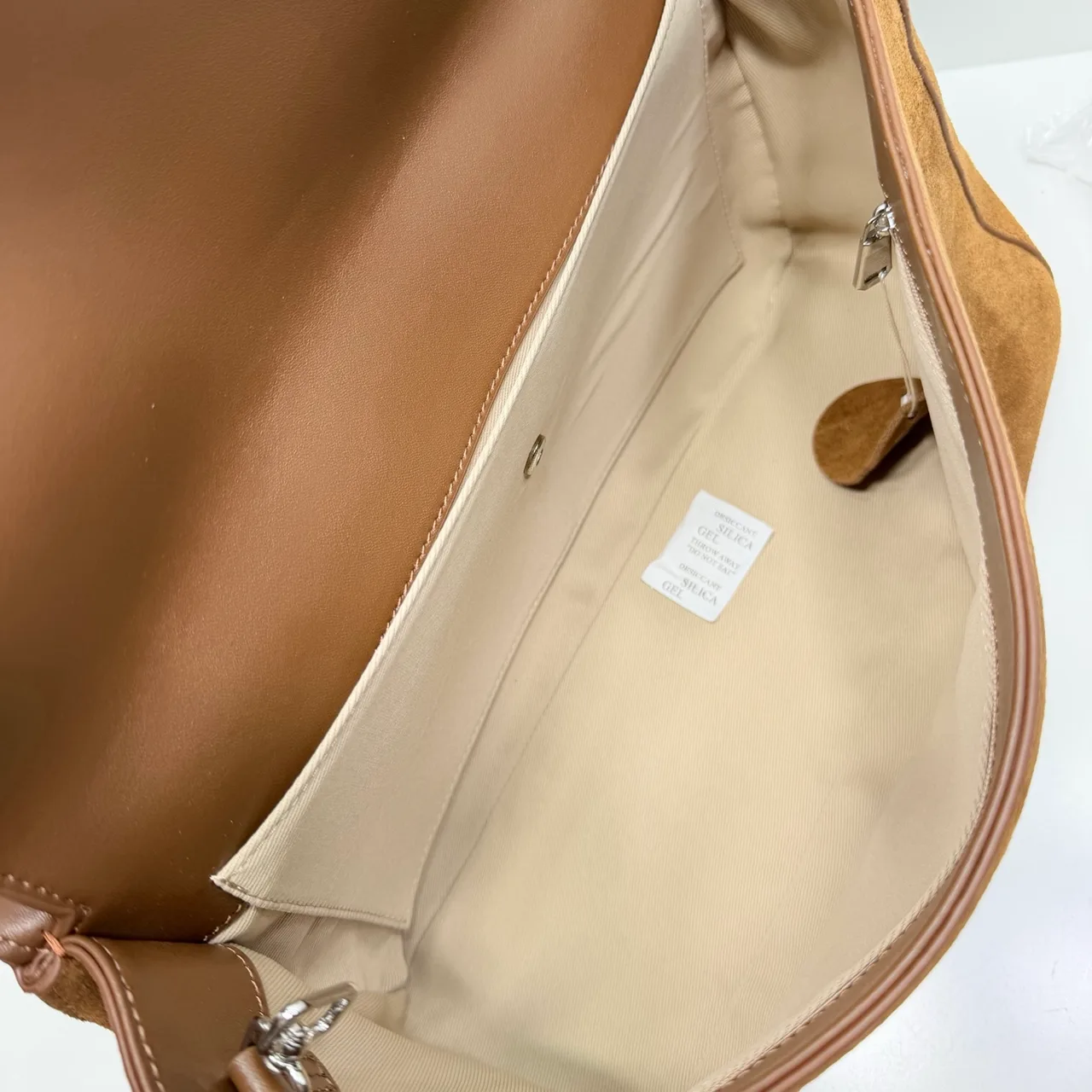 Prada Suede-Look Flap Shoulder Bag in Brown · view 8
