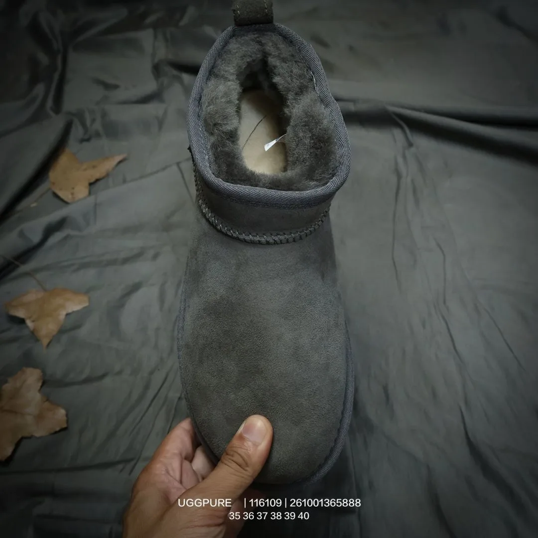 UGG Wool Suede-Look Round-Toe Ankle Boots in Grey · view 5