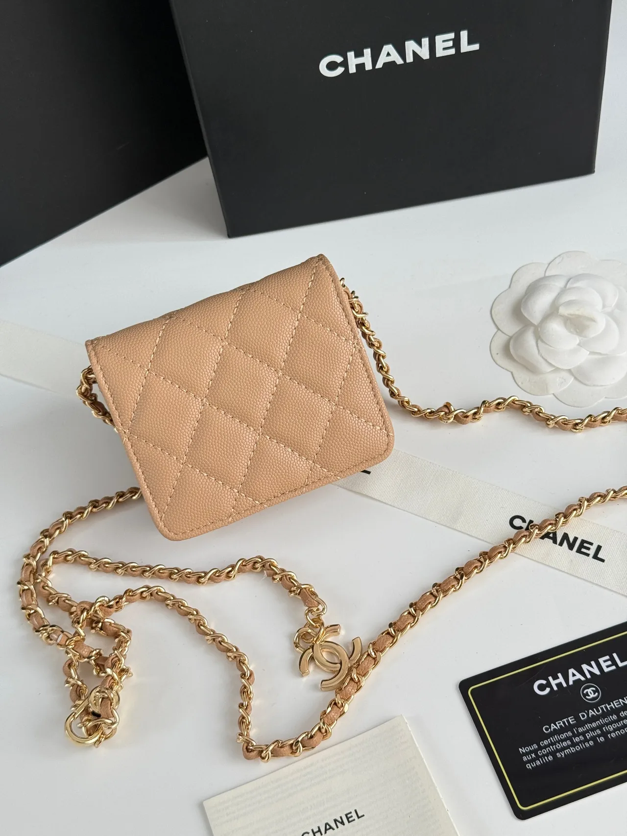 Chanel Quilted Wallet in Beige · view 3