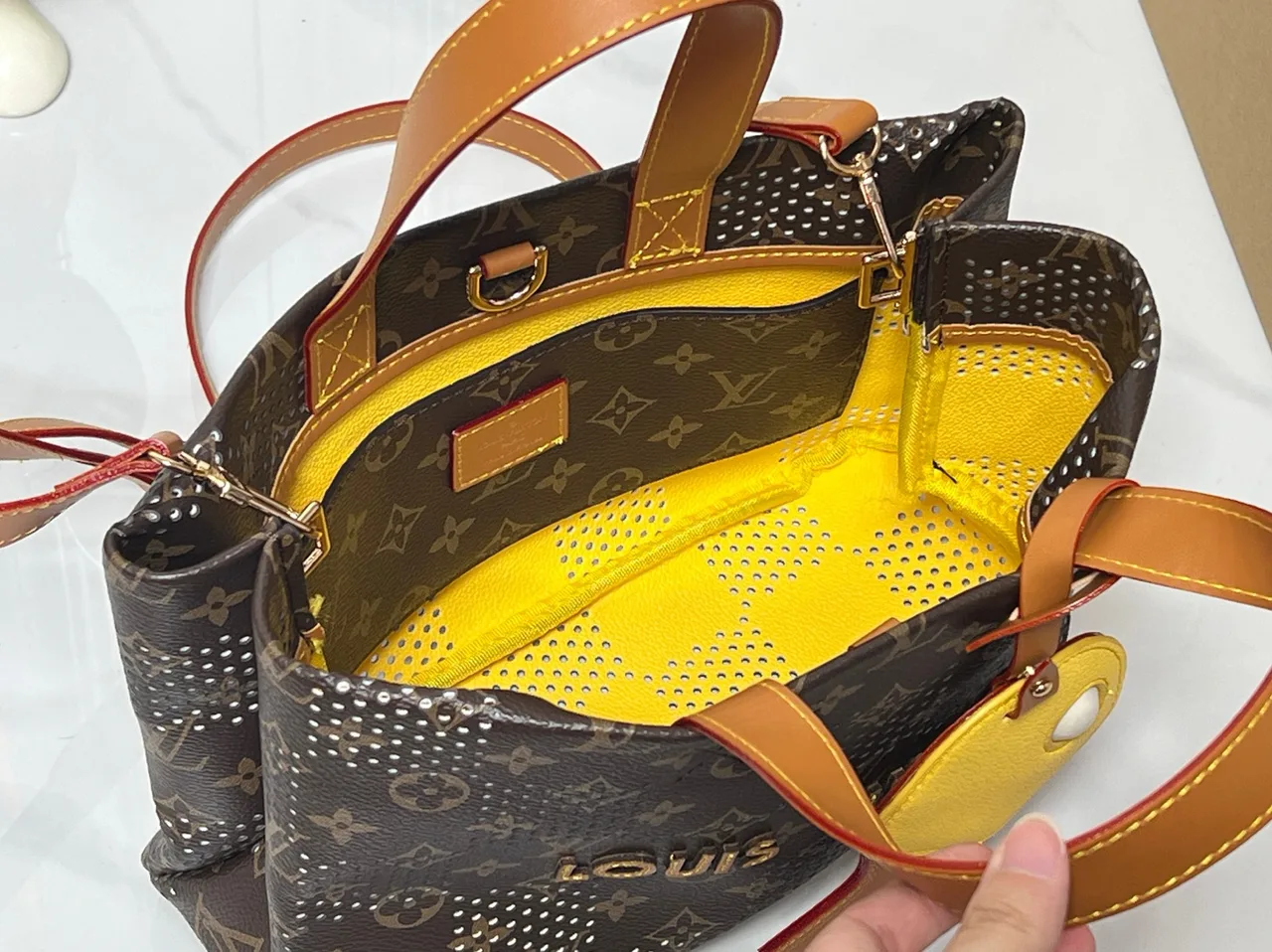 Louis Vuitton Cowhide Monogram Tote in Brown · view 8
