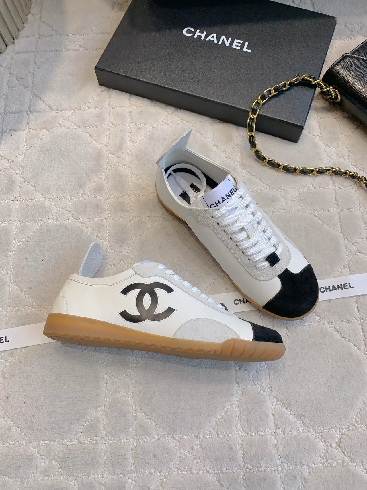 Chanel Calfskin Sneakers in White · view 4