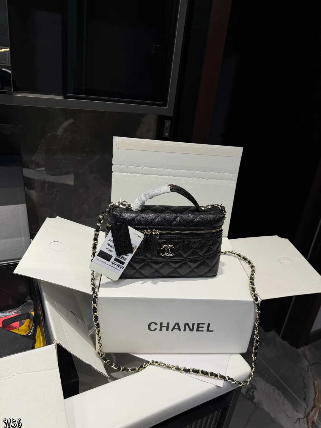 Chanel Top-Handle Vanity Bag in White / Pink / Yellow / Black · view 6