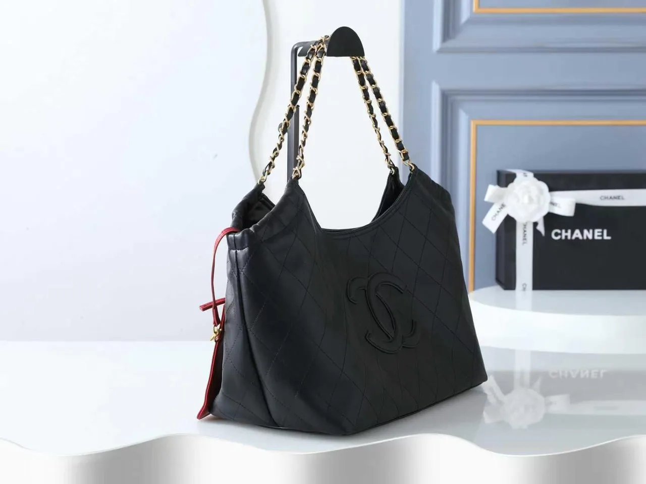 Chanel Quilted Hobo Bag in Black · view 2