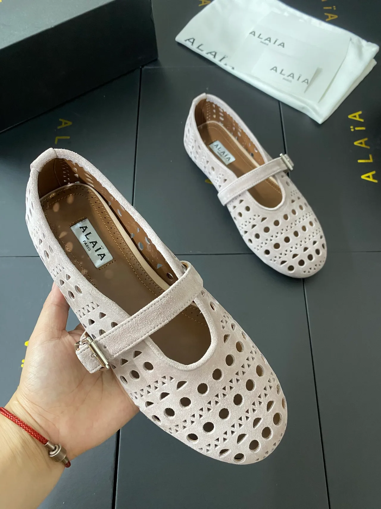 Alaia Sheepskin Ballet Flats in Beige · view 8