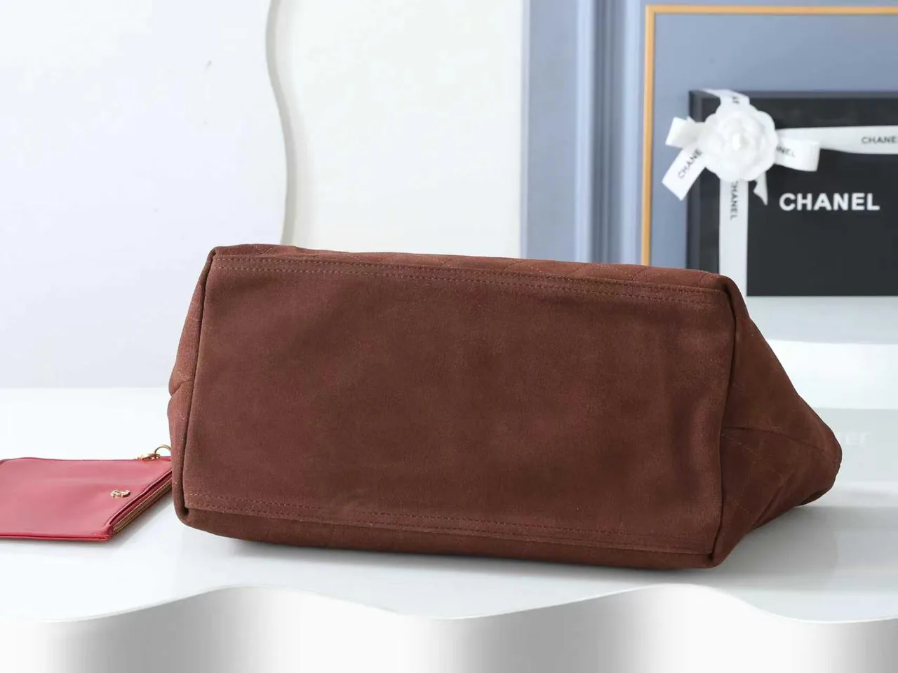 Chanel Quilted Suede-Look Hobo Bag in Brown · view 4