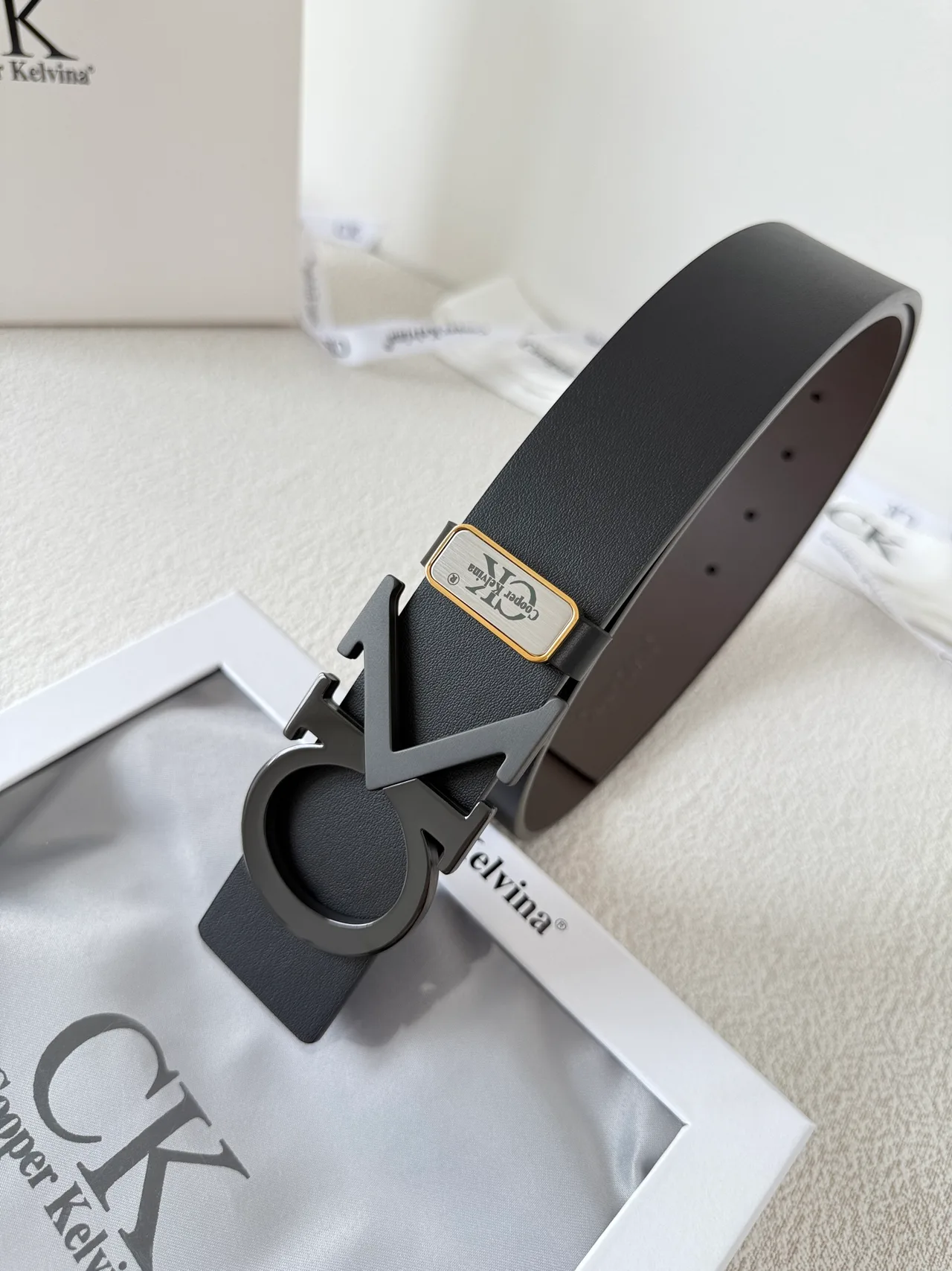 Cooper Kelvina CK Letter Buckle Belt in Black · view 4