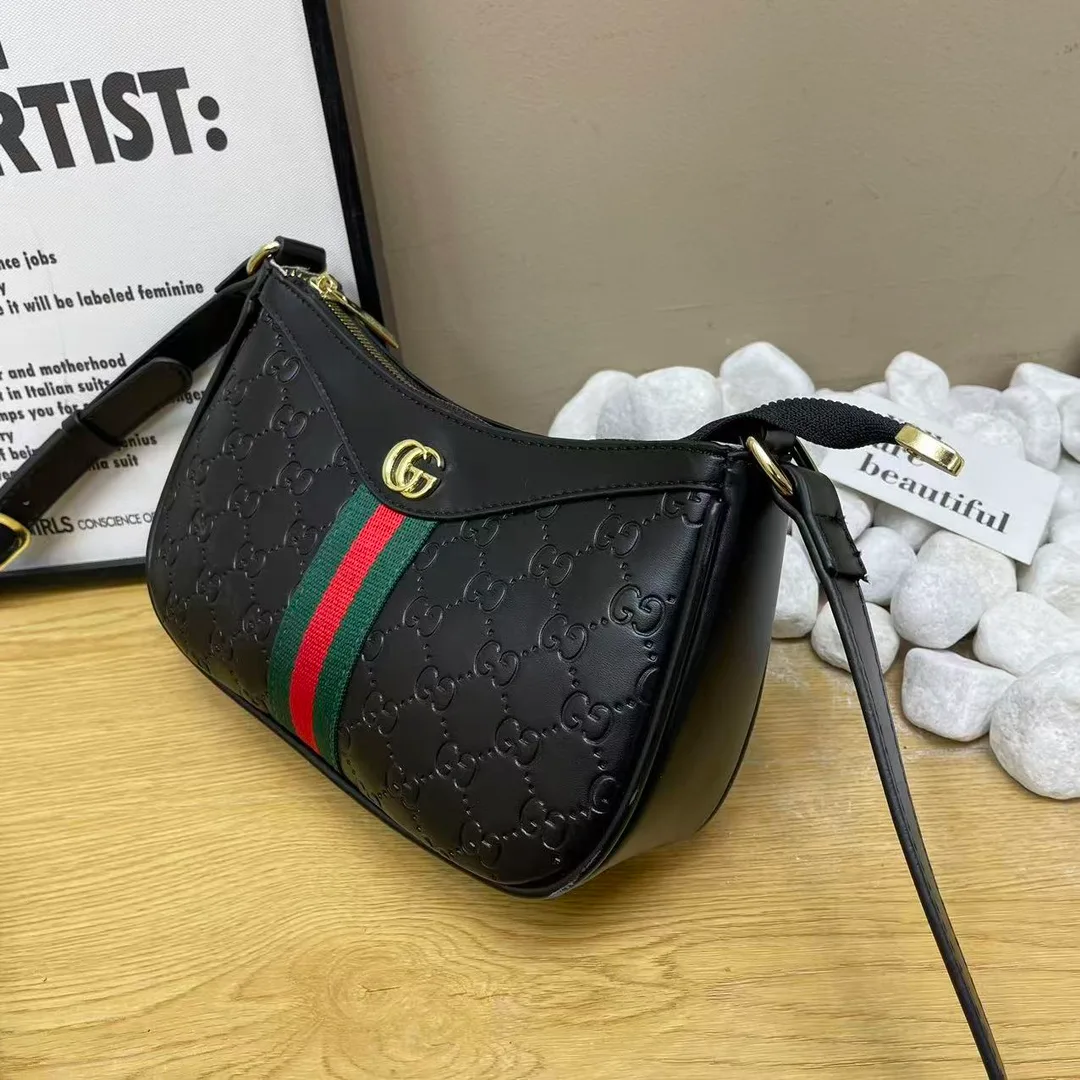 Gucci Web Shoulder Bag in Grey & Beige & Black · view 5