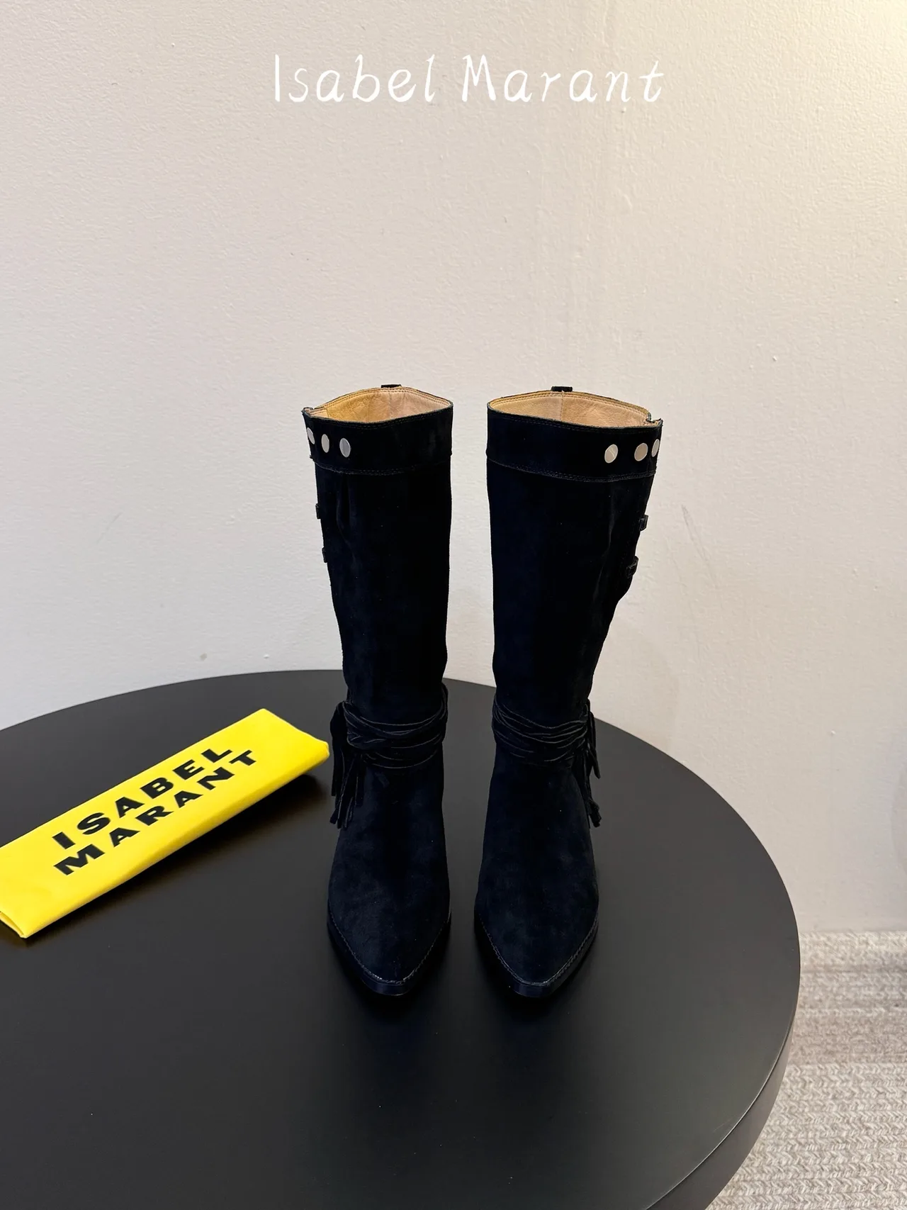 Isabel Marant Suede Suede-Look Pointed-Toe Knee-High Boots in Black · view 1