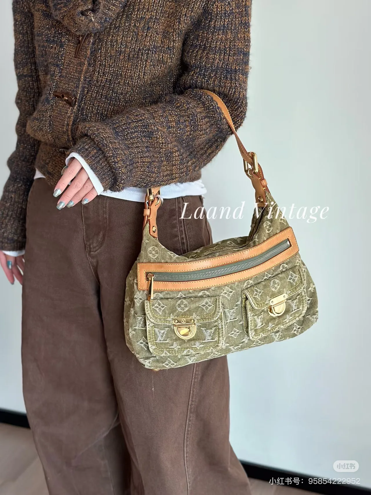 Louis Vuitton Denim Hobo Bag in Green · view 2