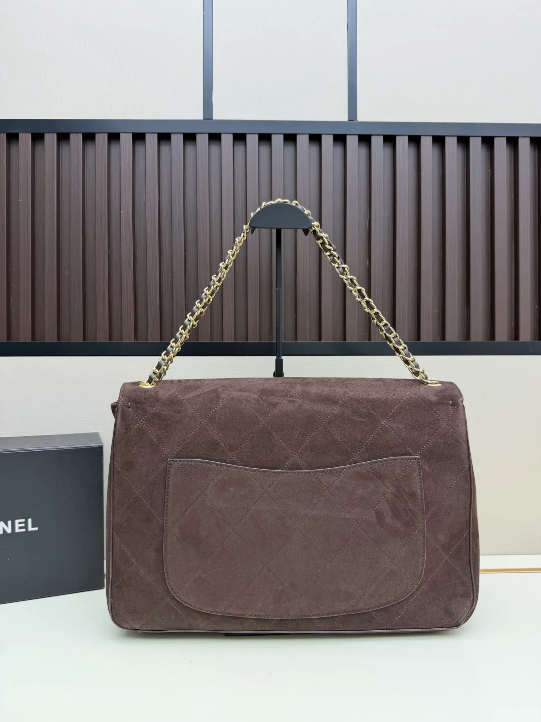 Chanel Suede Quilted Crossbody Bag in Brown · view 2