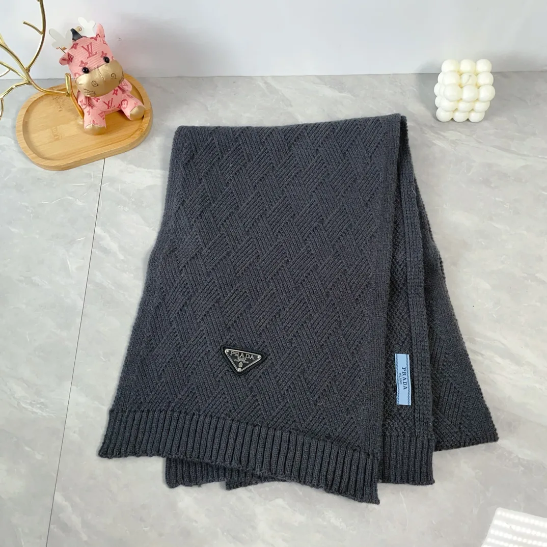 Prada Wool Ribbed Hat and Scarf Set in Grey · view 4