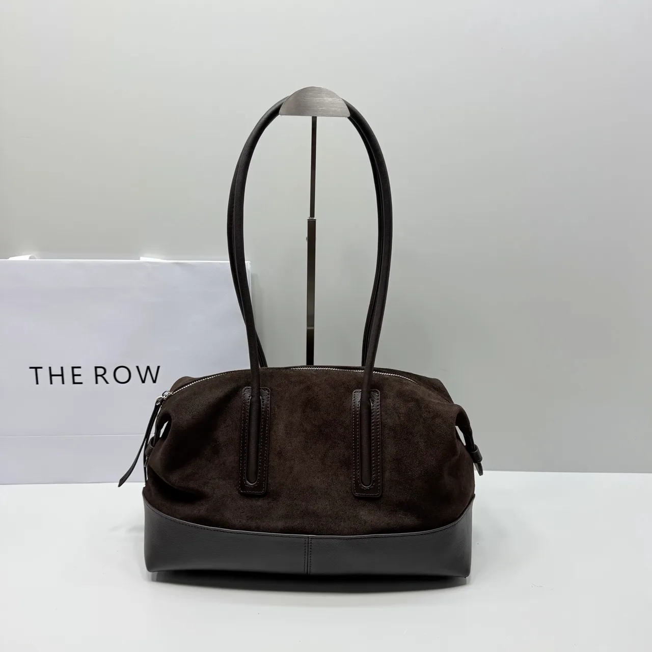 The Row Cowhide Suede Suede-Look Bowling Shoulder Bag in Brown · view 1