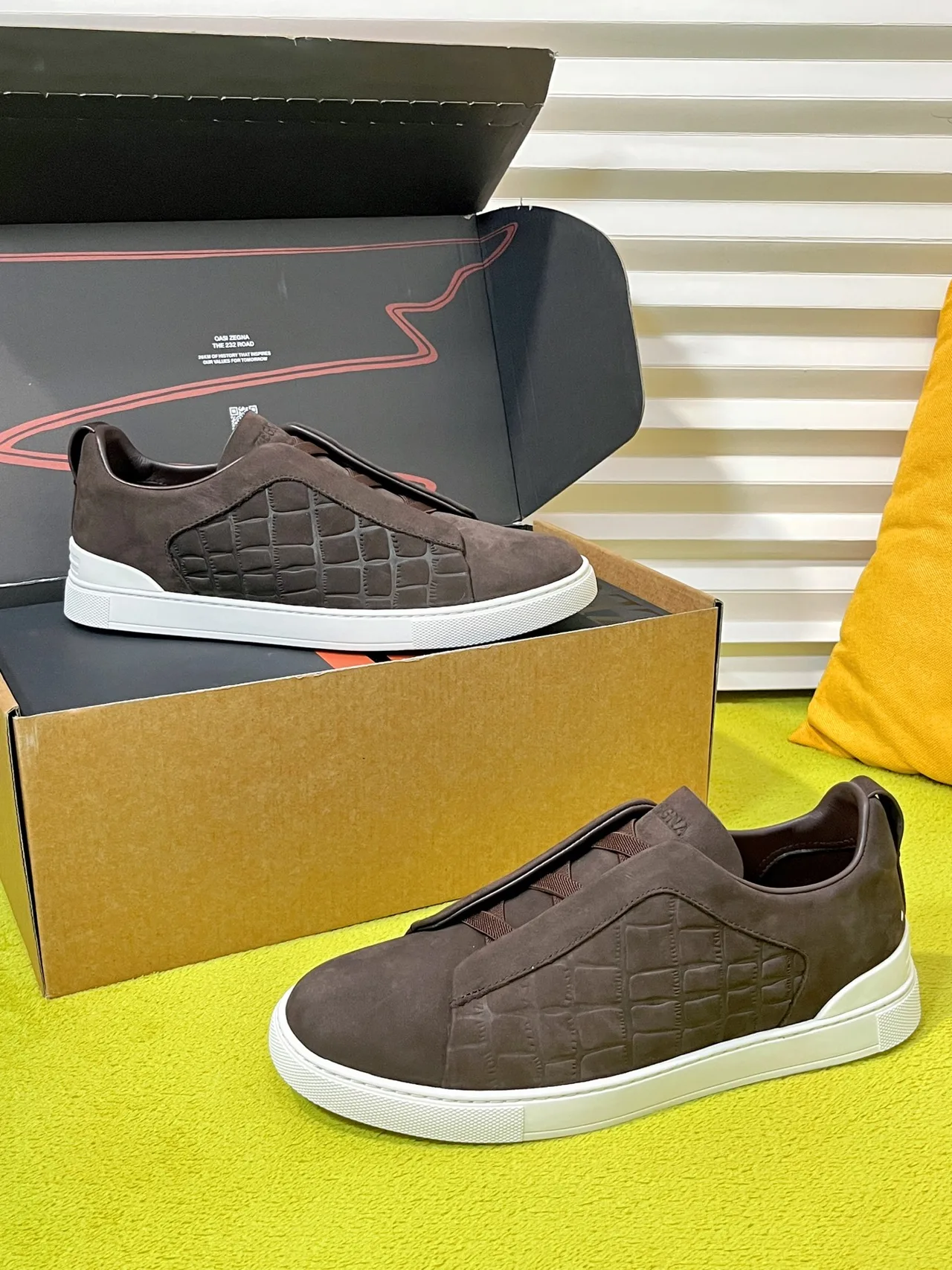 Zegna Triple Stitch Sneakers in Brown · view 4