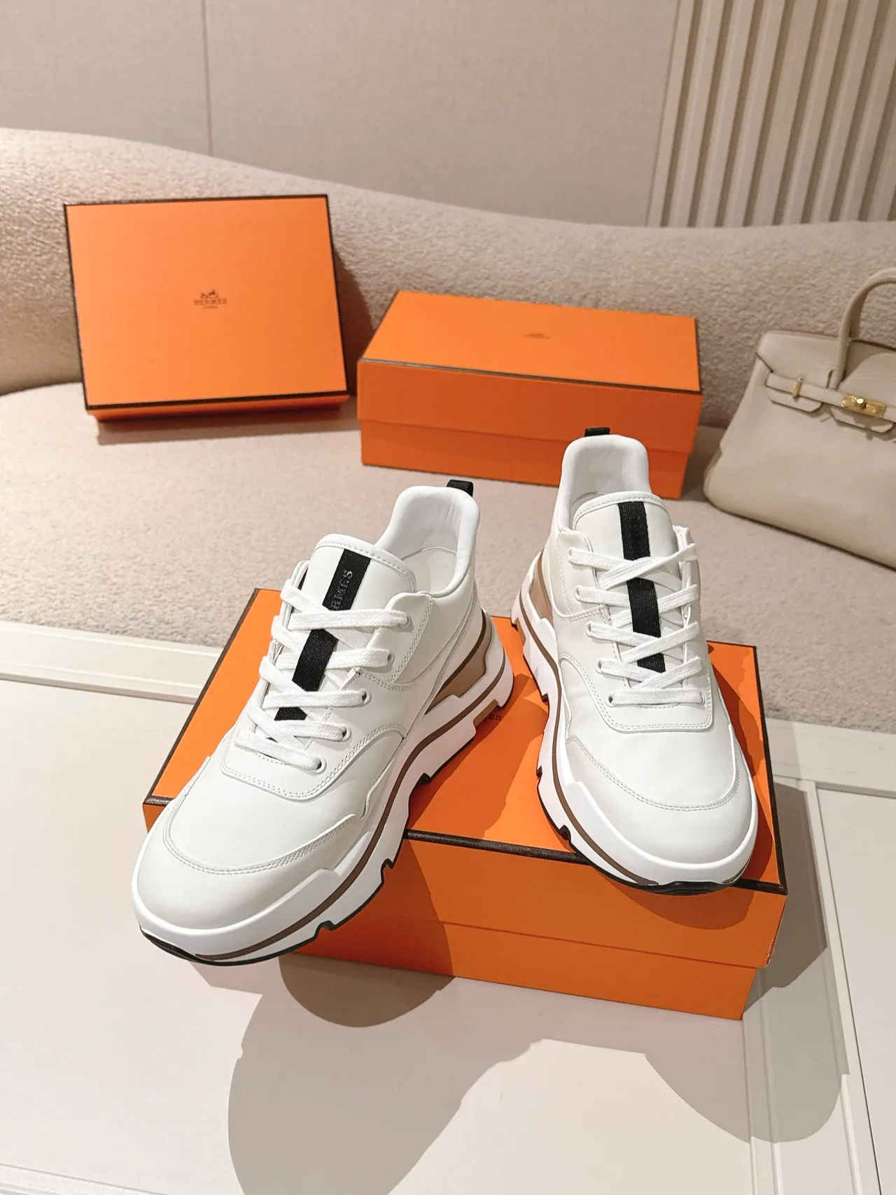 Hermes Calfskin Sneakers in White · view 4