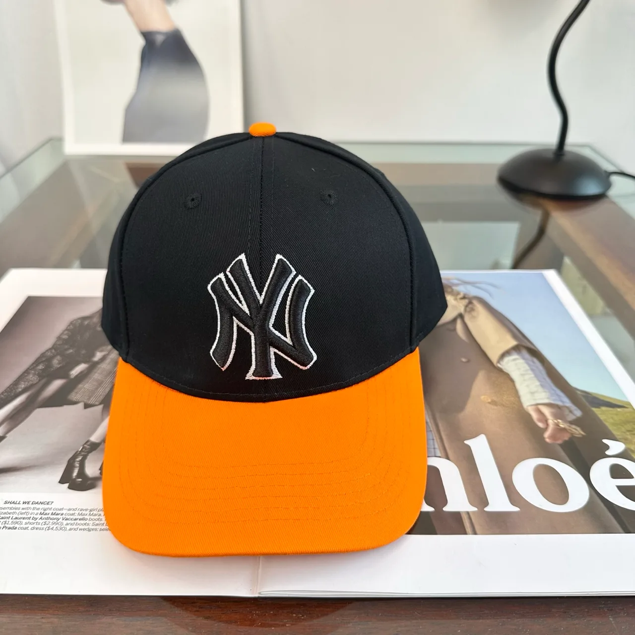 NY Letter Colorblock Baseball Cap in Brown & Black & Grey & Blue · view 2