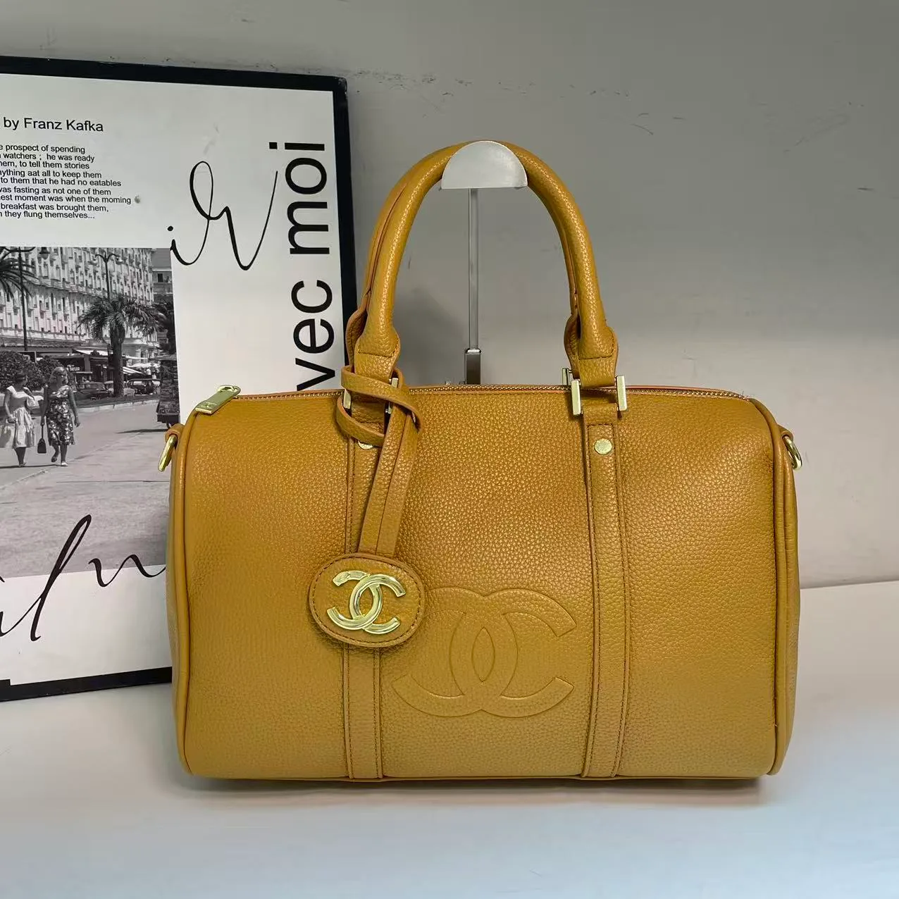 Chanel Pillow CC bowling handbag in Blue & Pink & Beige & Burgundy & Yellow & Cream & Brown & Black · view 5