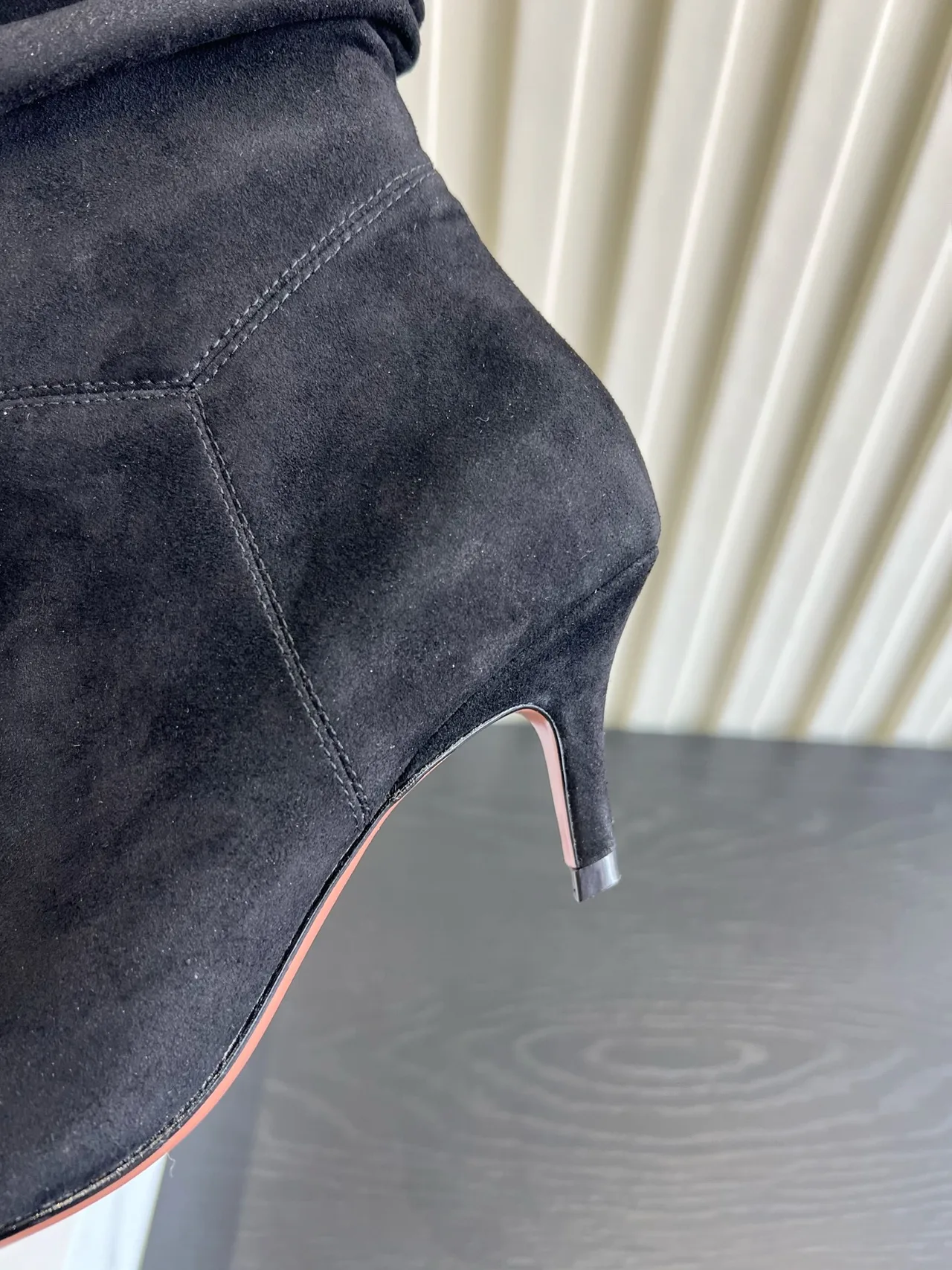 Amina Muaddi Cowhide Glossy Pointed-Toe Boots in Black · view 8
