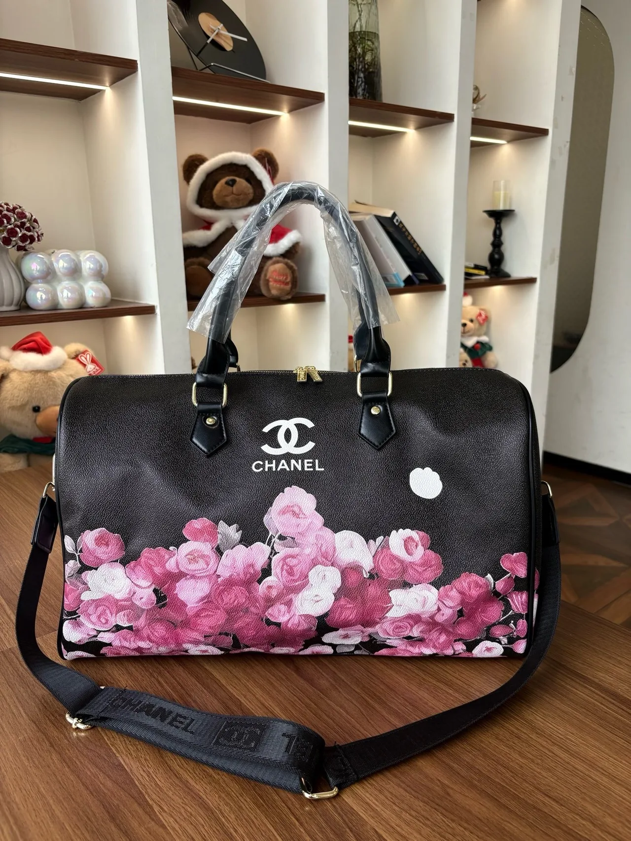 Chanel Printed Bowling Bag in Black · view 5