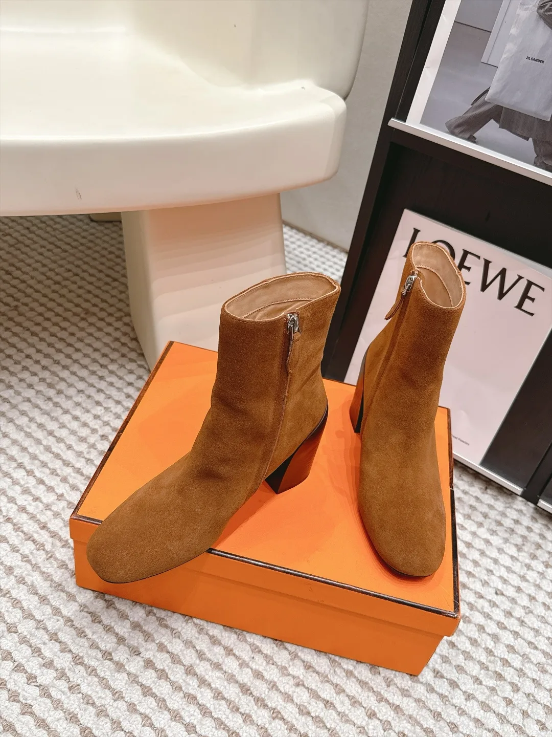 Loewe Suede-Look Ankle Boots in Brown · view 2