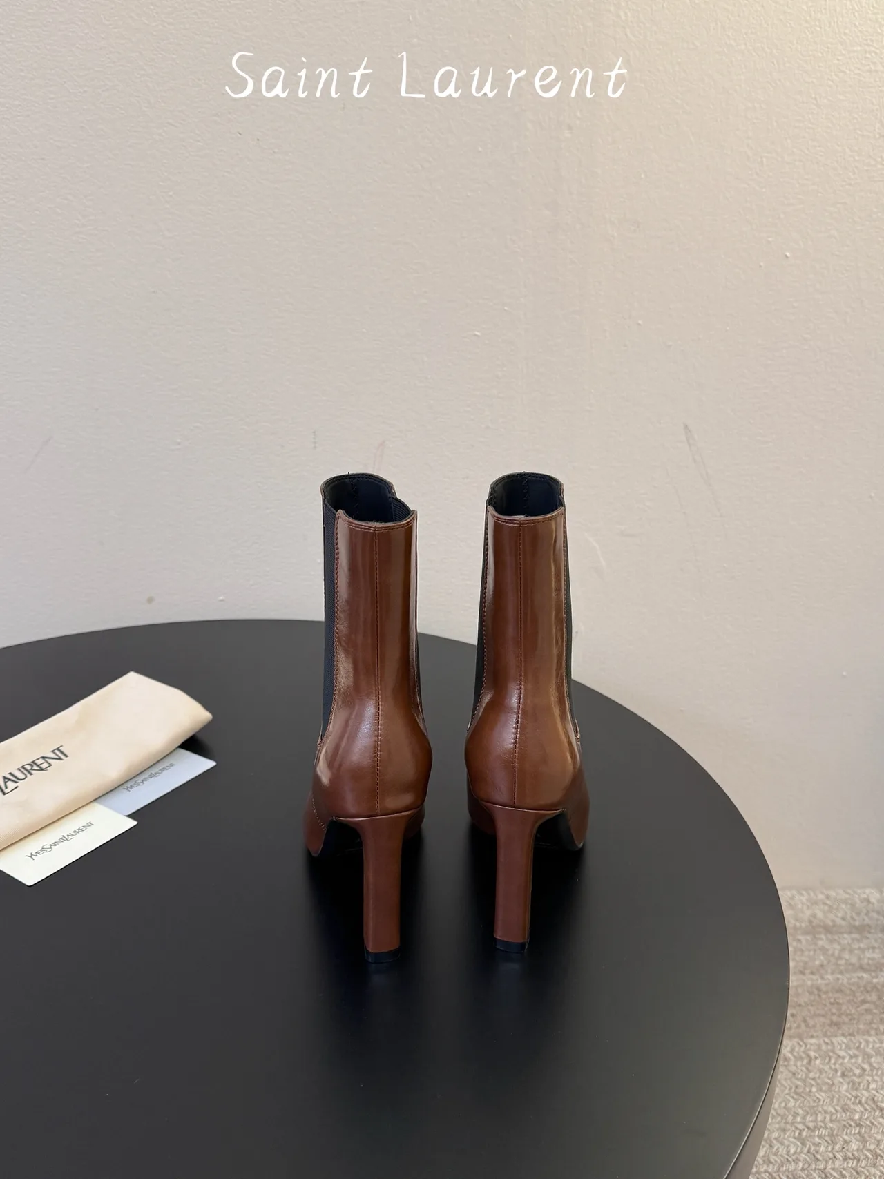 Saint Laurent Cowhide Sheepskin Chelsea Ankle Boots in Brown · view 6