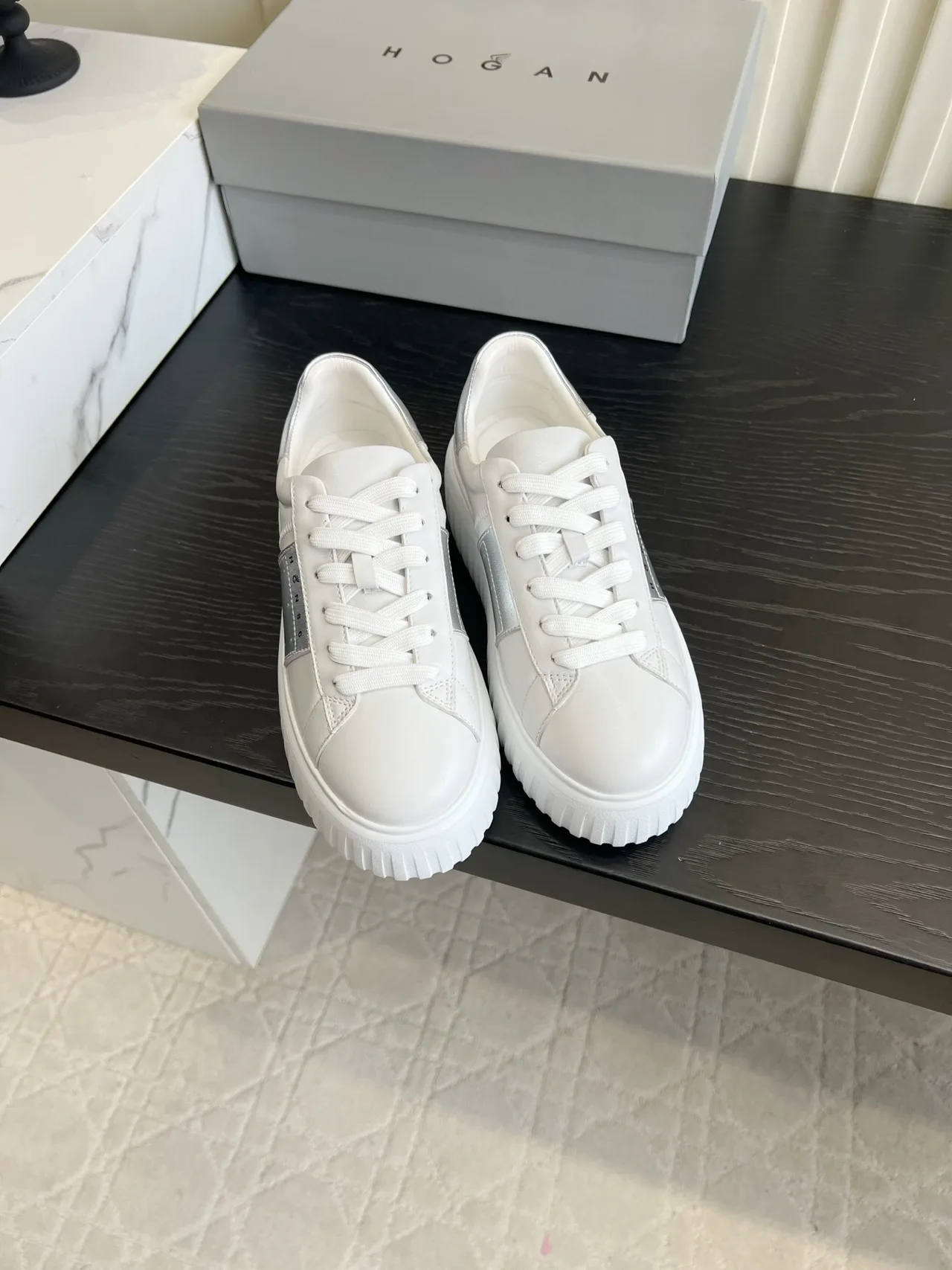 Hogan Cowhide Sneakers in White · view 1