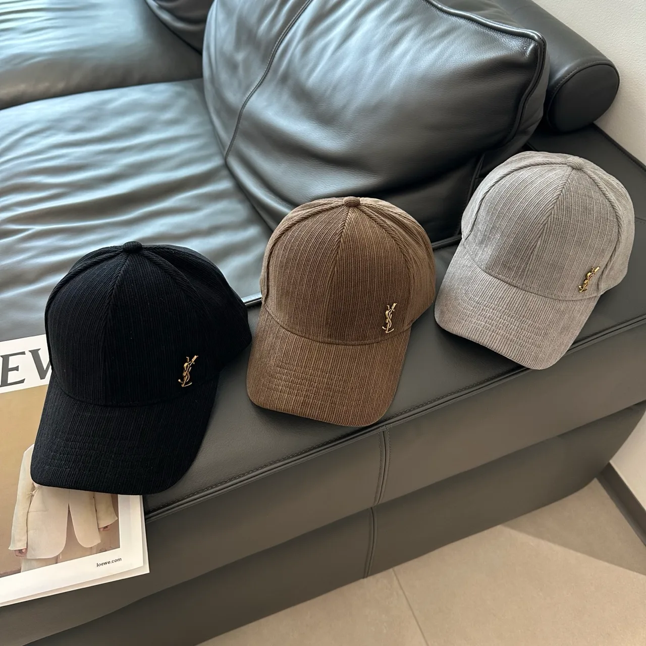 Saint Laurent Baseball Cap in Black & Brown & Grey · view 5