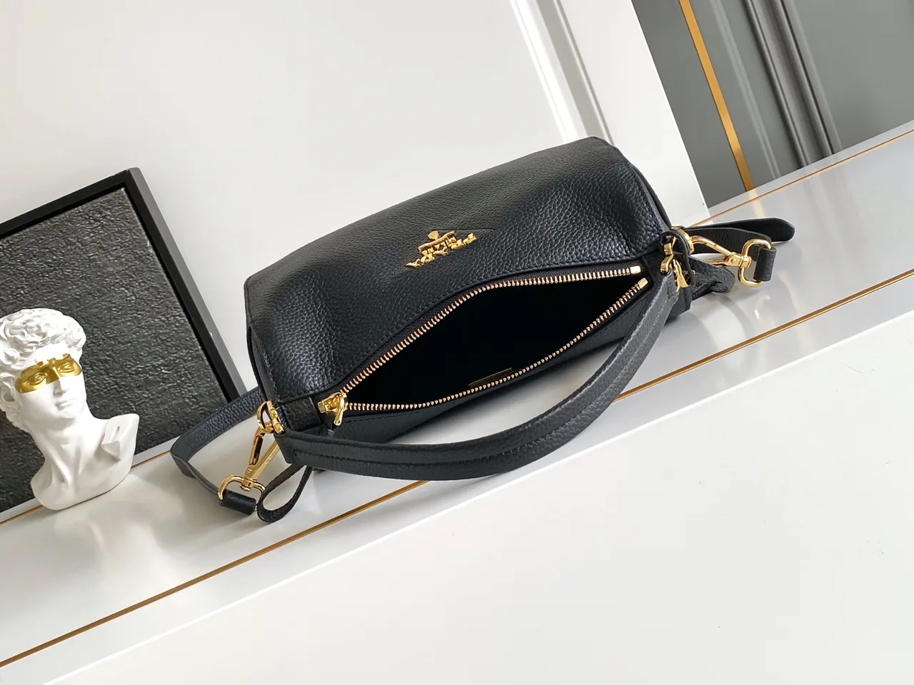 Prada Calfskin Hobo Bag in Black · view 5